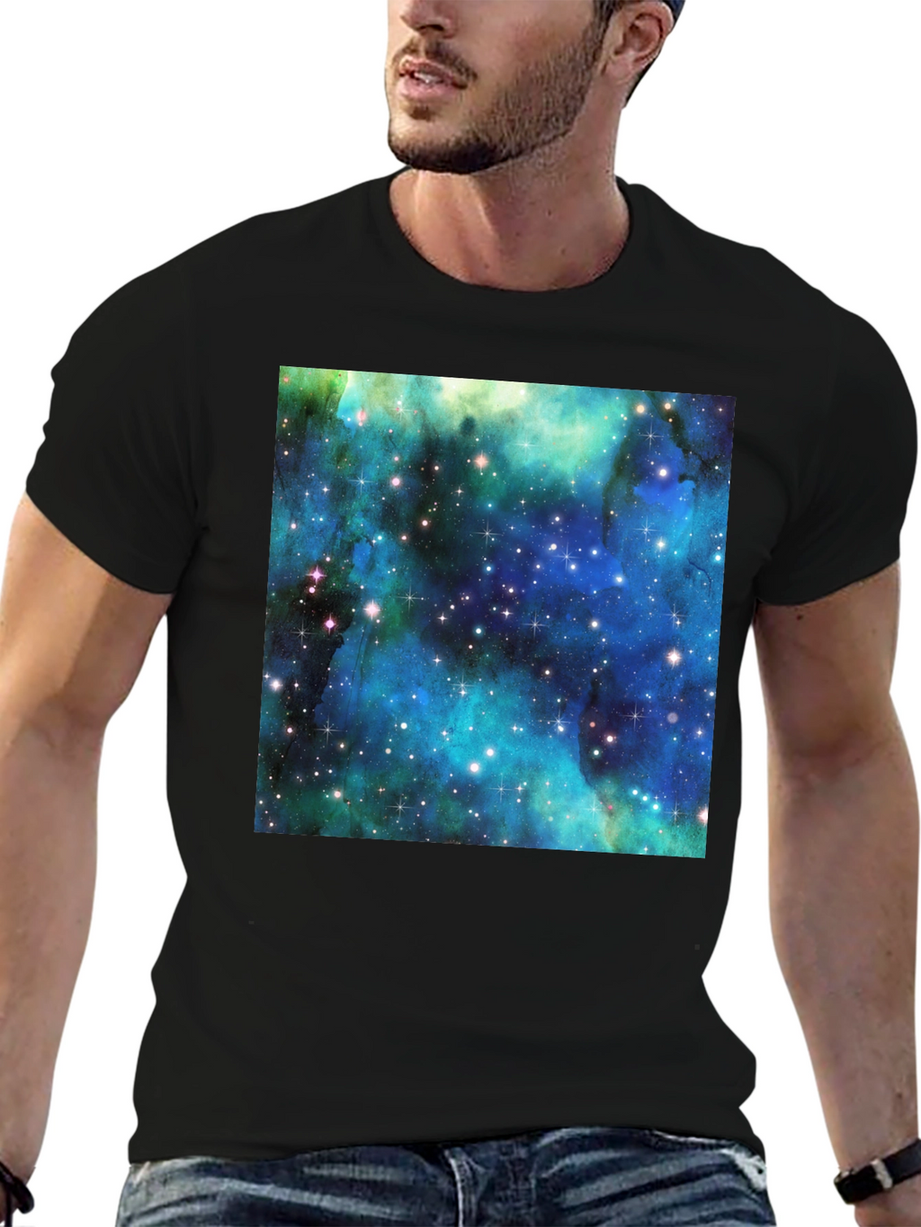 Galaxy Print Tee - Black Cotton Comfort