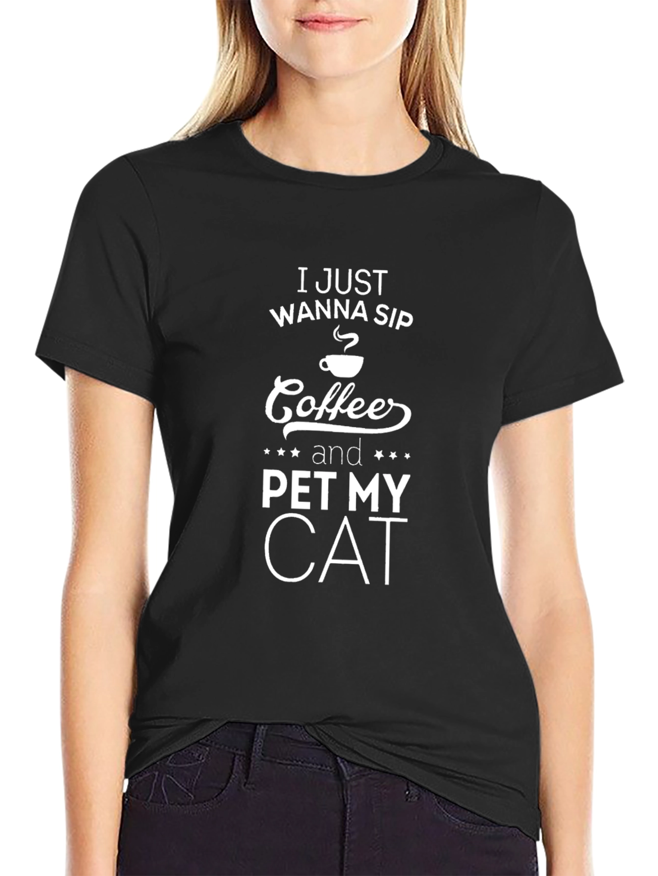 Coffee and Cat Lover T-Shirt - I Just Wanna Sip Tee