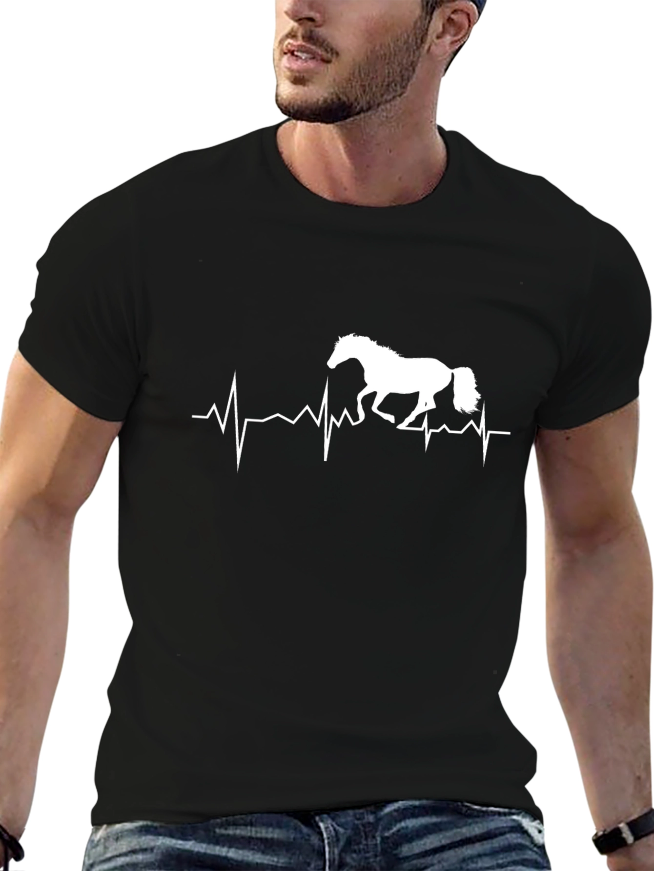 Horse Heartbeat Graphic Tee - Equestrian Lovers T-Shirt