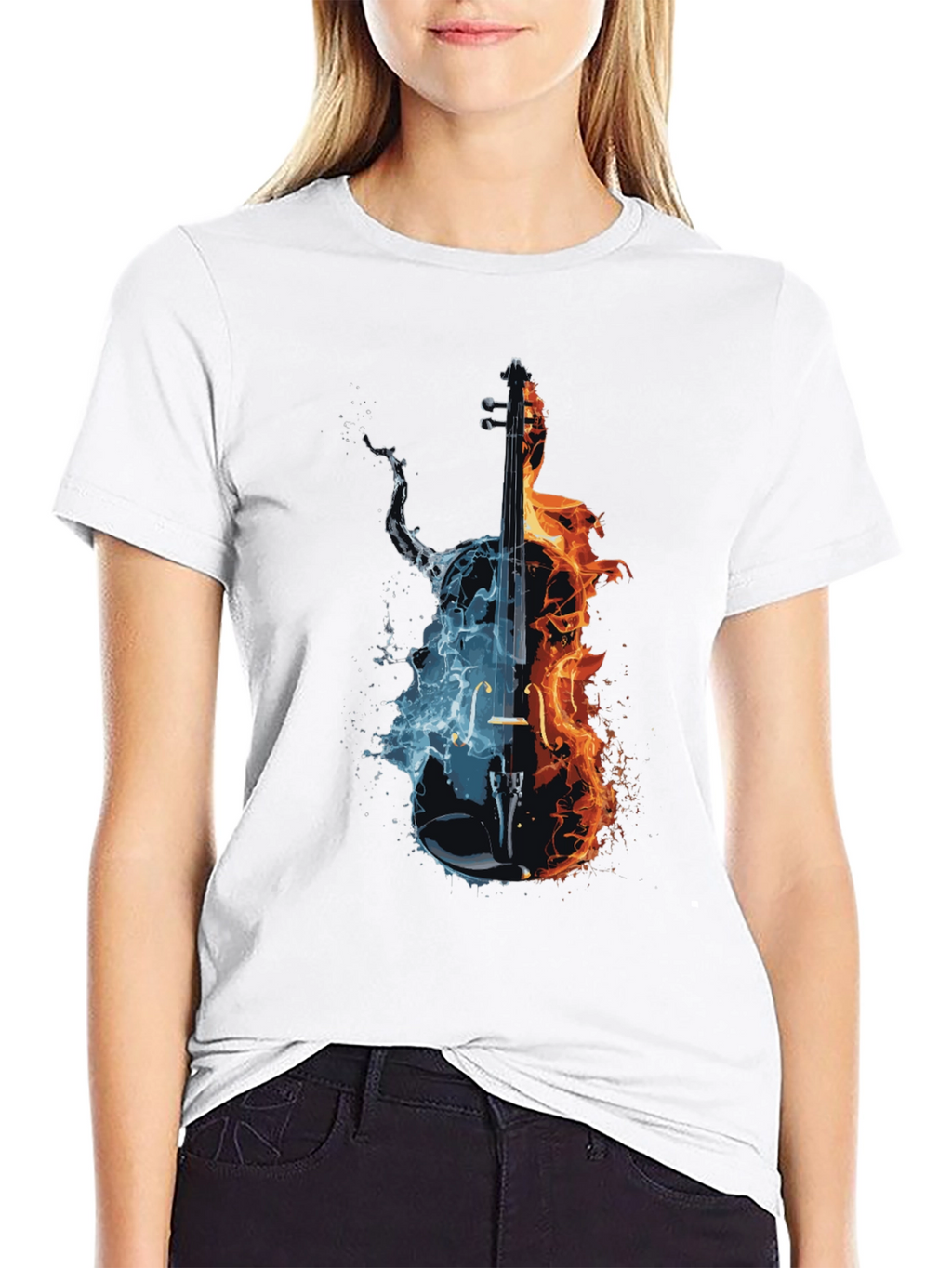 Fire and Ice Cello Graphic T-Shirt