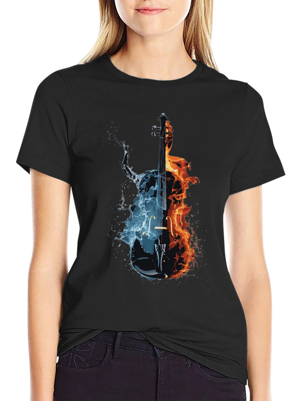 Fire and Ice Cello Graphic T-Shirt