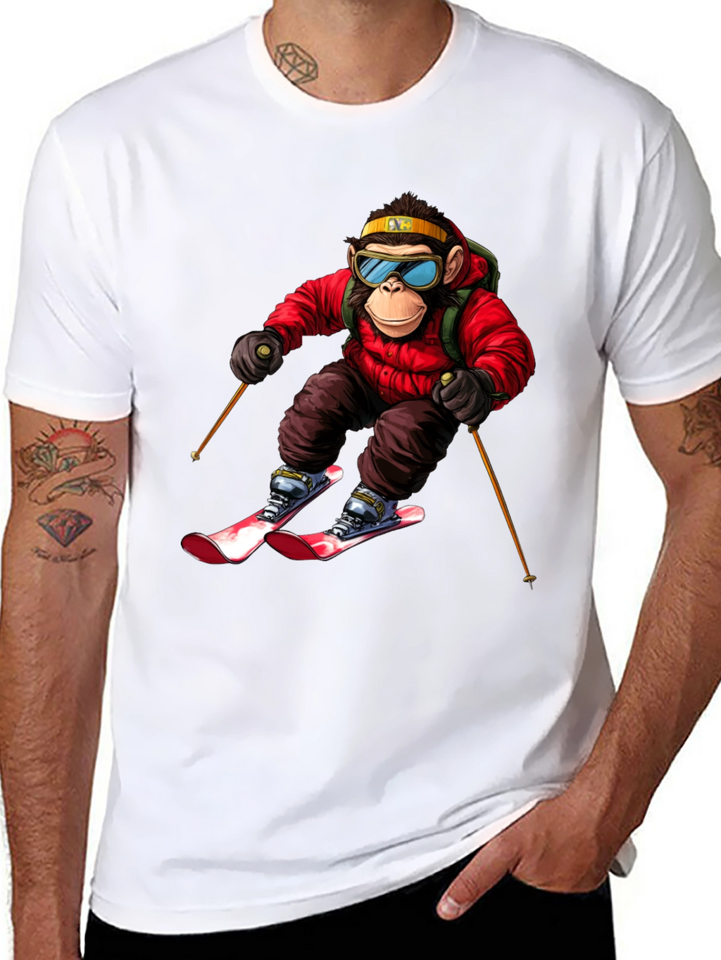 Monkey Skiing T-Shirt - Unique Graphic Tee