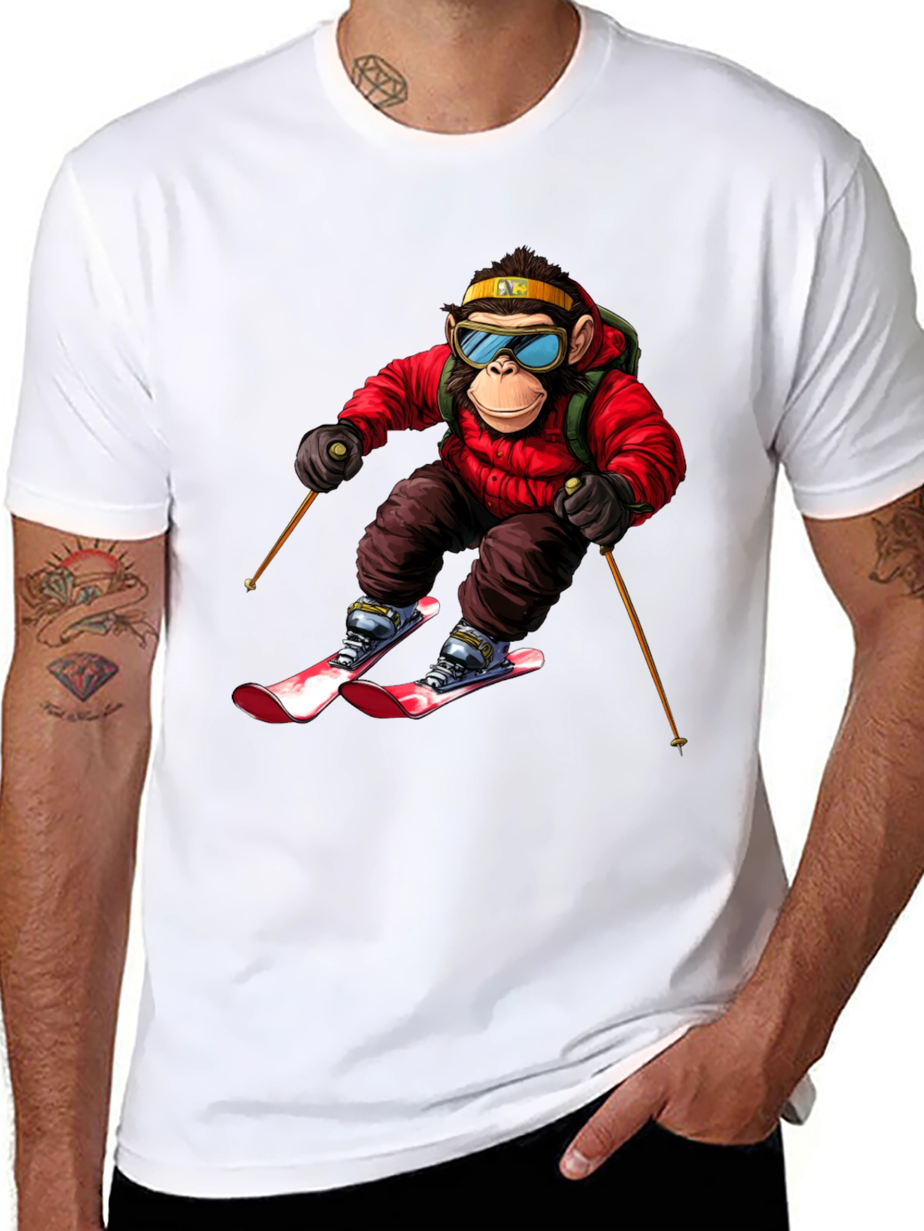 Monkey Skiing T-Shirt - Unique Graphic Tee