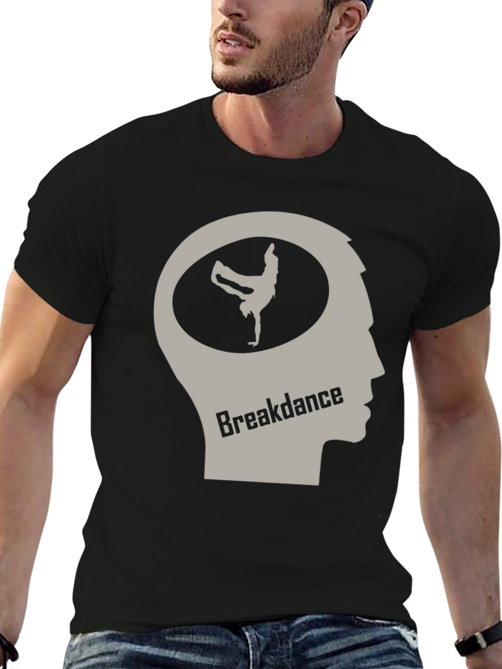 Breakdance Brain T-Shirt - Black Crew Neck Tee