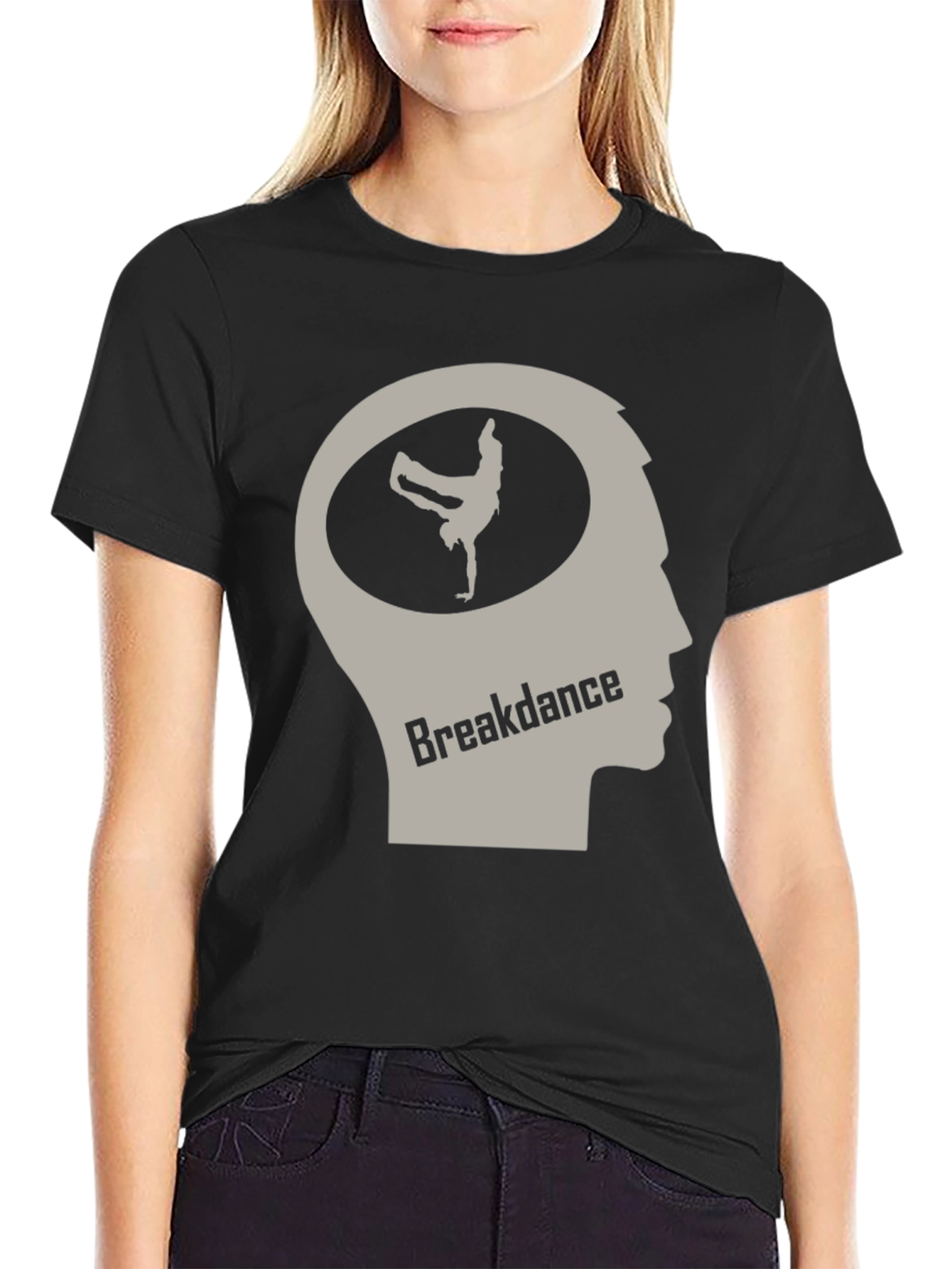 Breakdance Brain T-Shirt - Black Crew Neck Tee