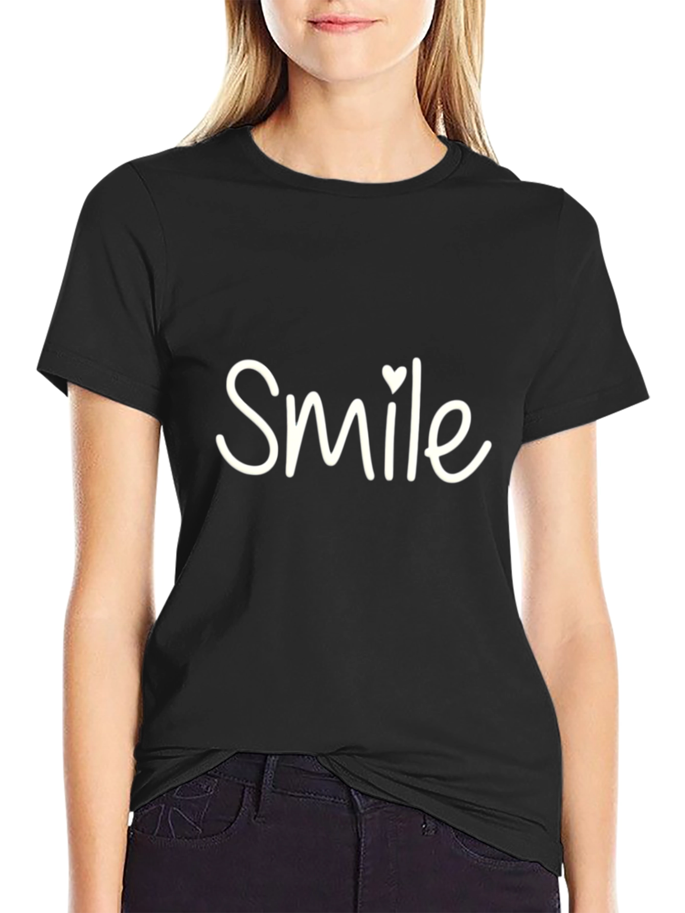 Smile Graphic Tee - Black Casual T-Shirt