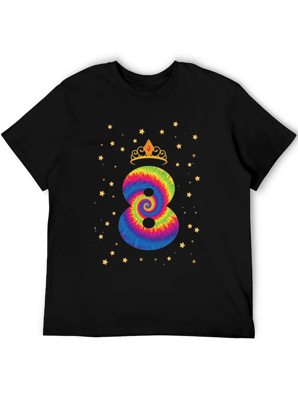 8th Birthday Tie Dye Crown T-Shirt