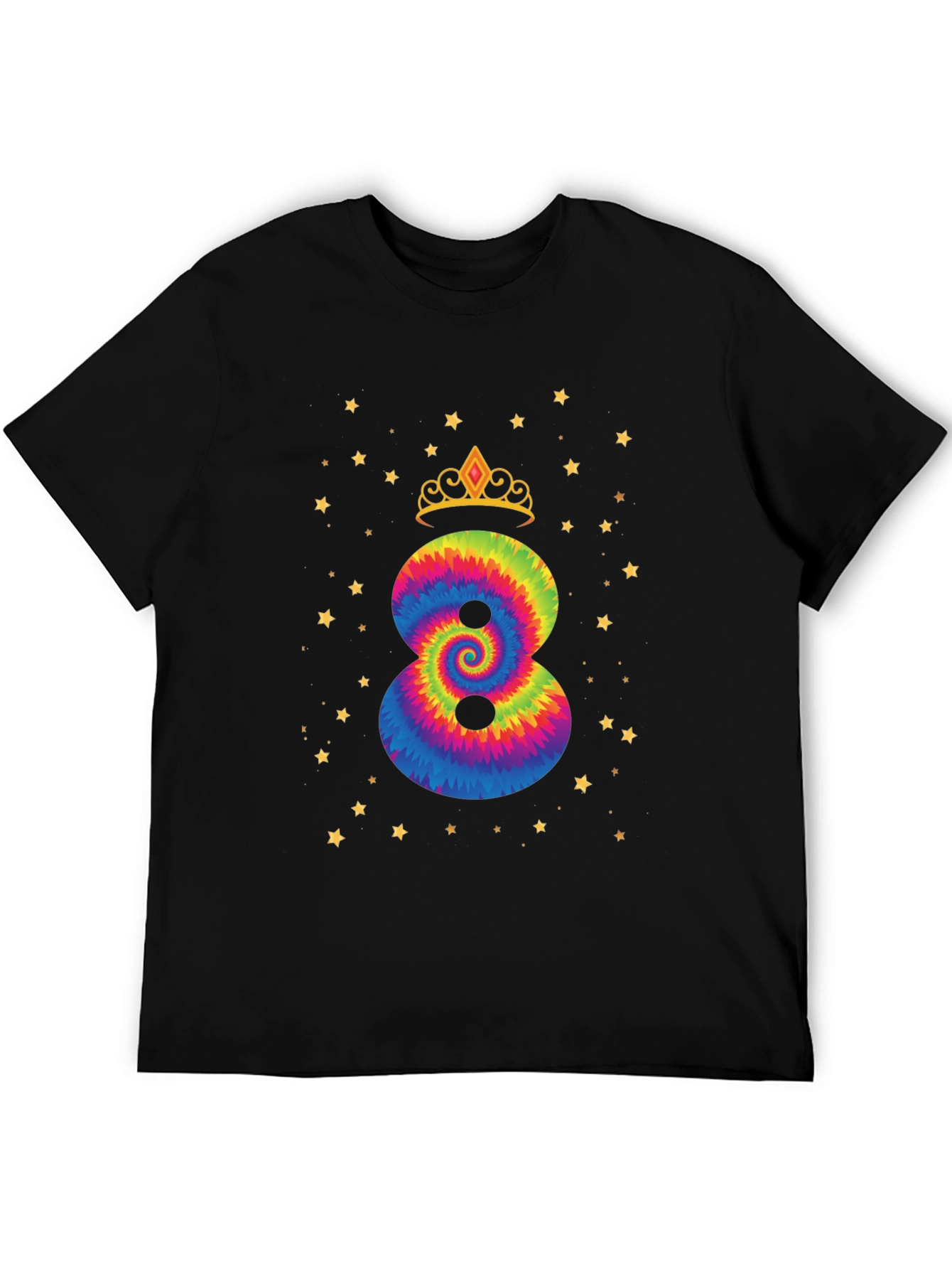 8th Birthday Tie Dye Crown T-Shirt