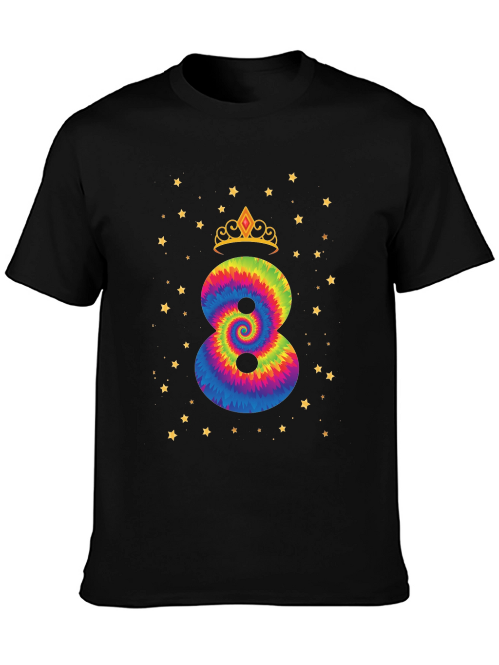 8th Birthday Tie Dye Crown T-Shirt