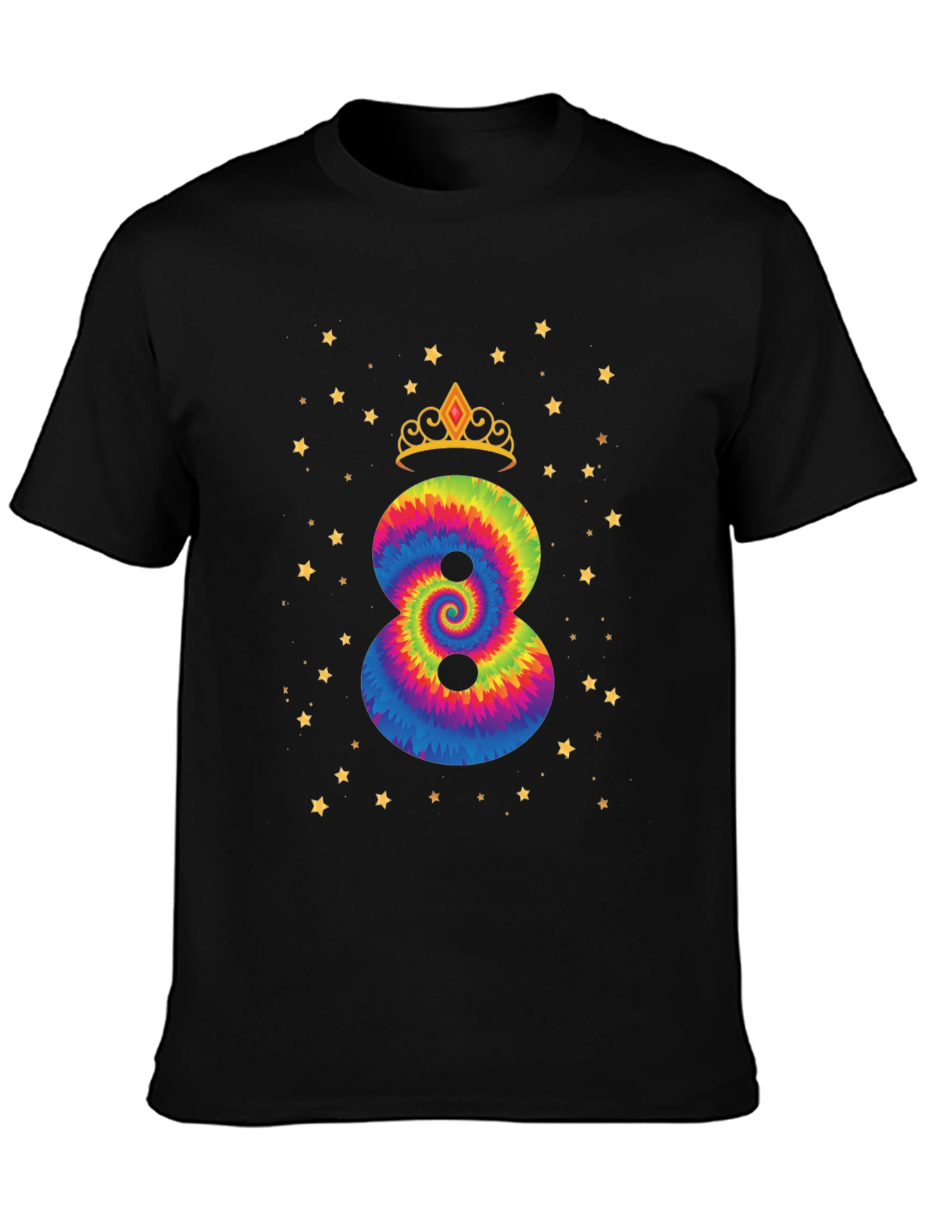 8th Birthday Tie Dye Crown T-Shirt