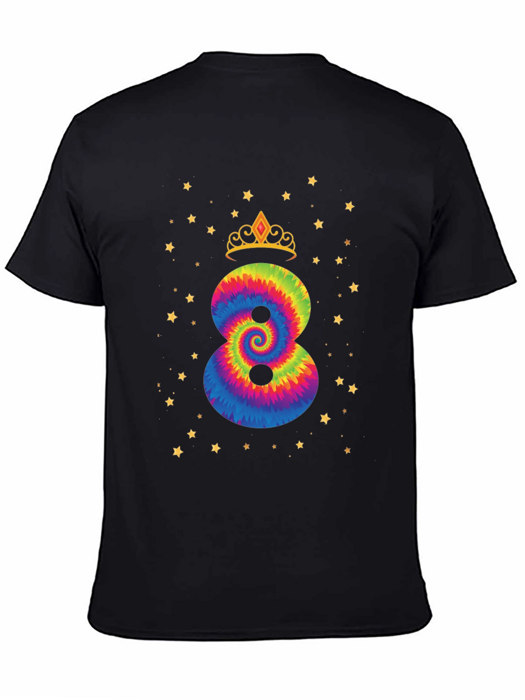 8th Birthday Tie Dye Crown T-Shirt