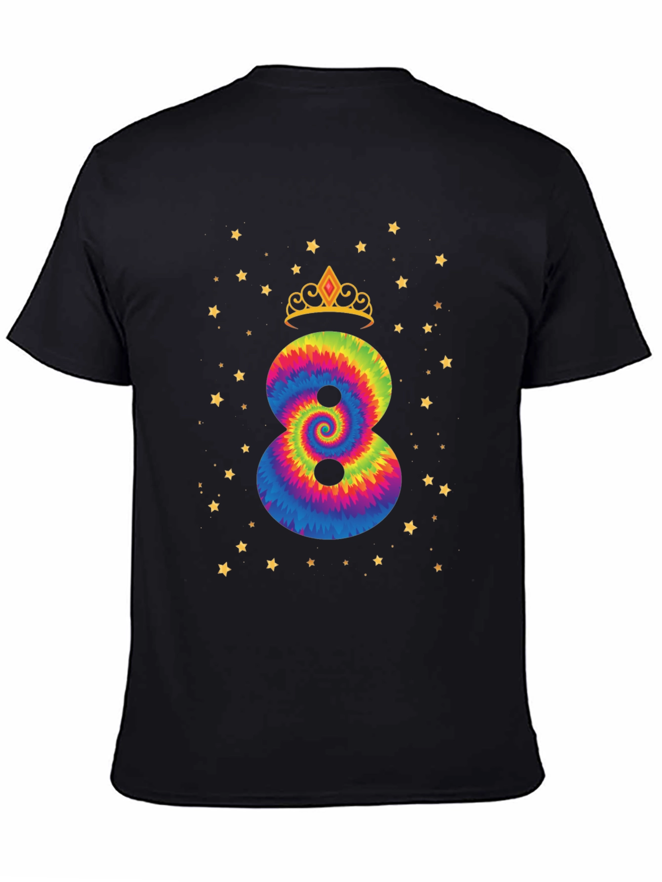8th Birthday Tie Dye Crown T-Shirt