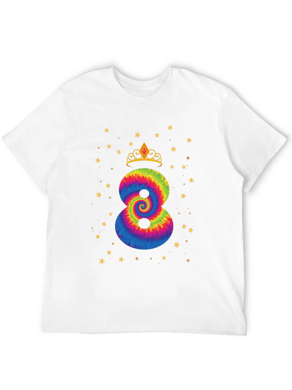 8th Birthday Tie Dye Crown T-Shirt