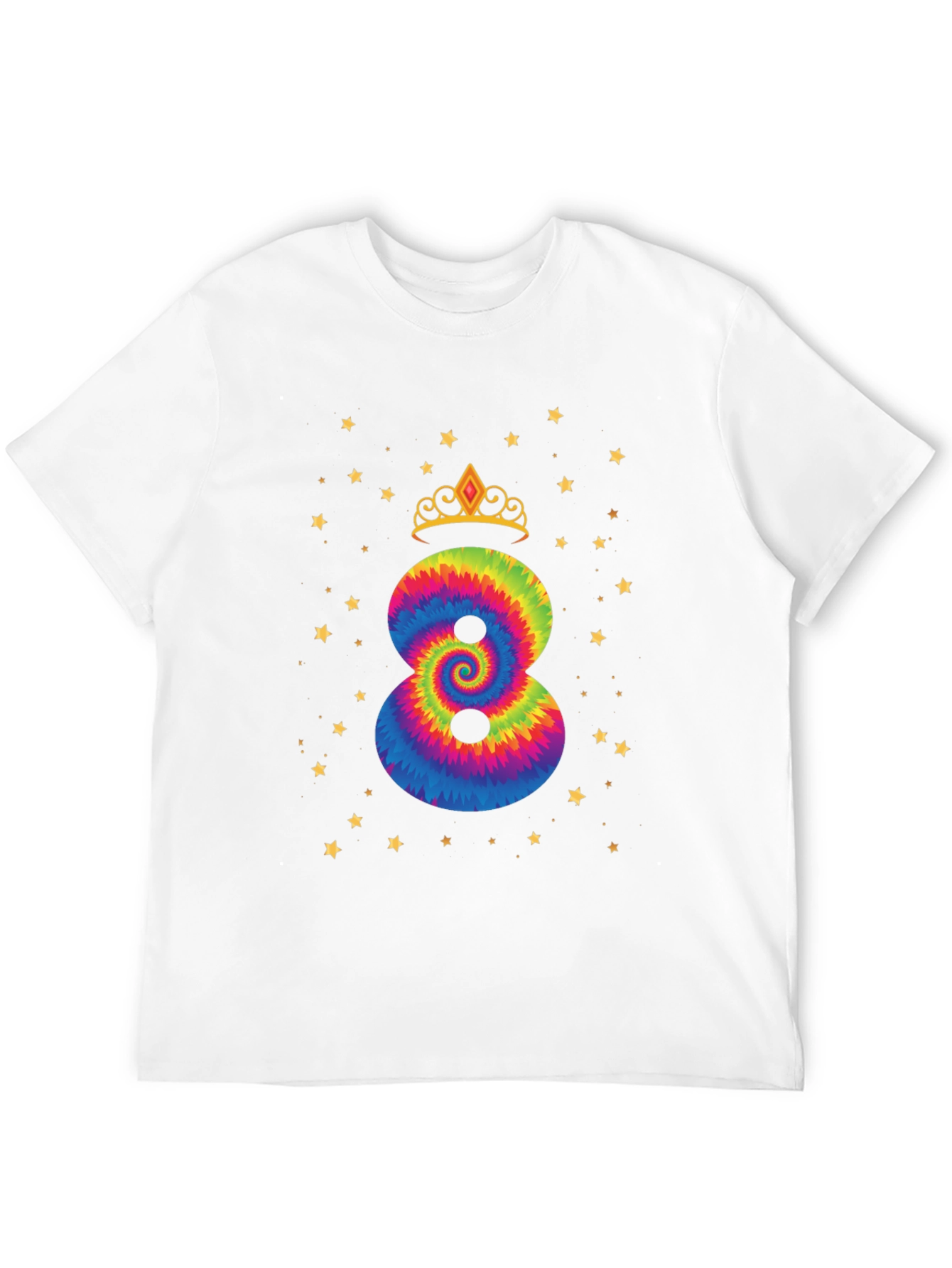 8th Birthday Tie Dye Crown T-Shirt