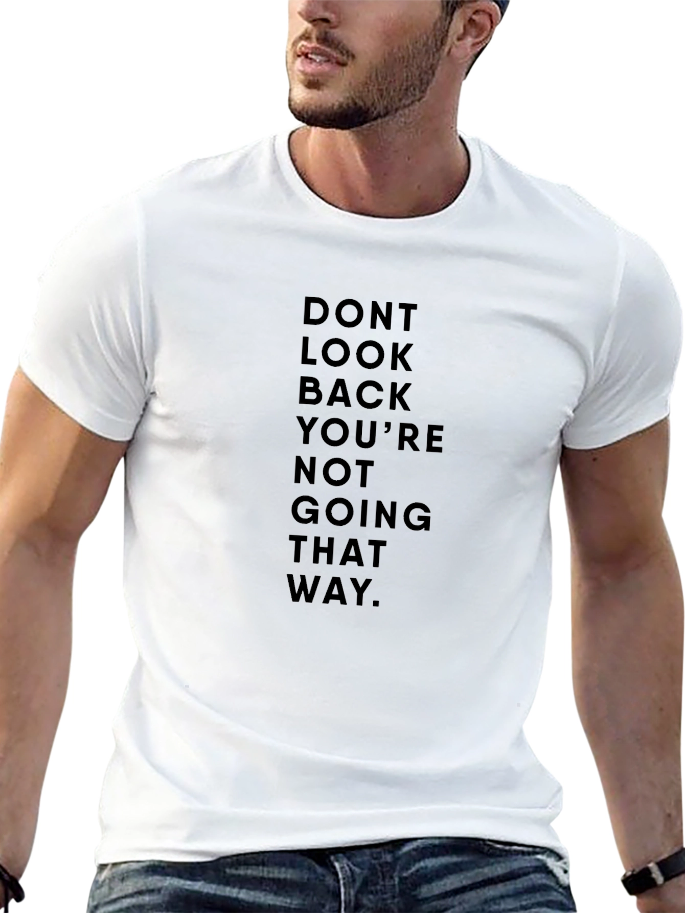 Motivational Black Graphic Tee - Dont Look Back