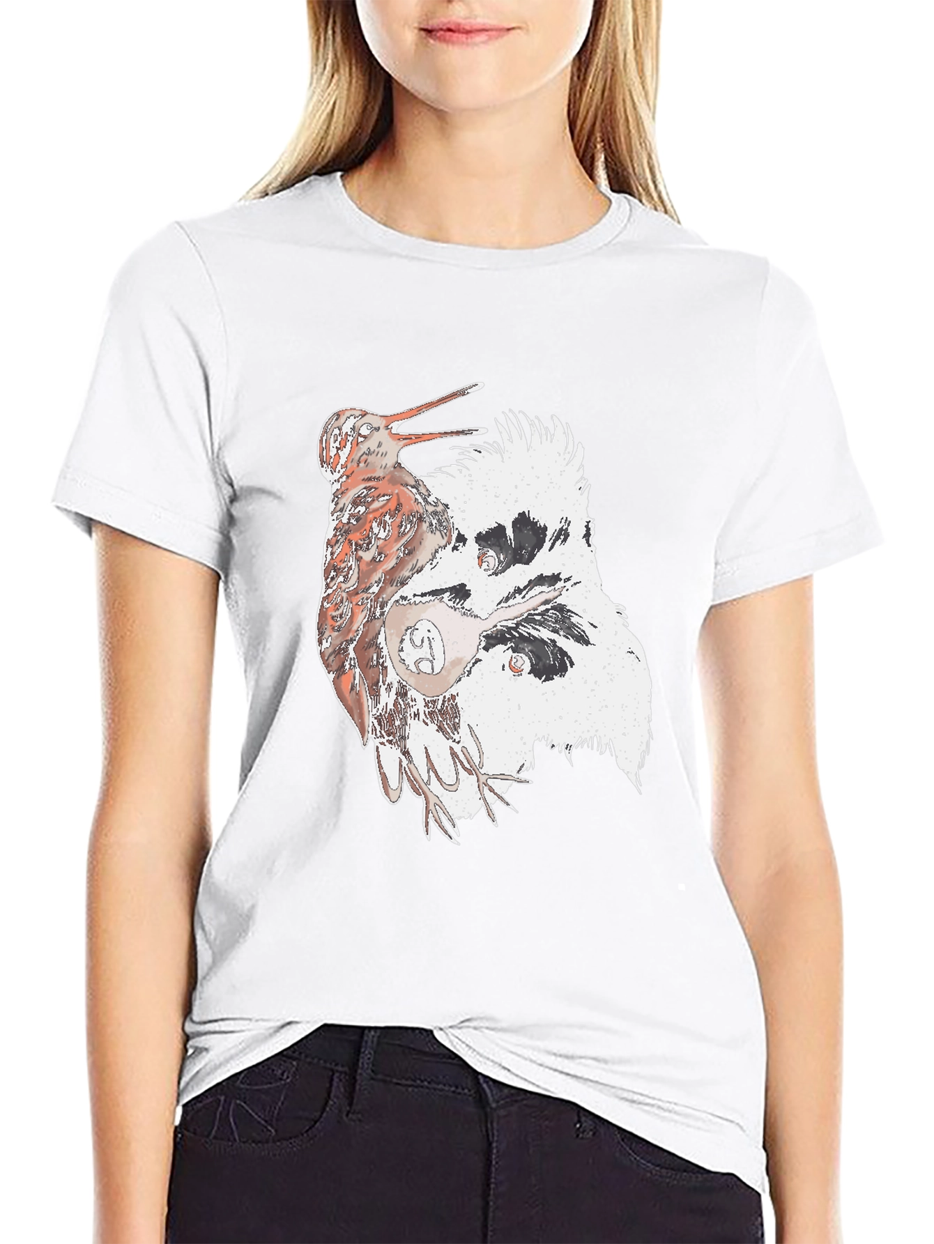 Abstract Bird Graphic T-Shirt