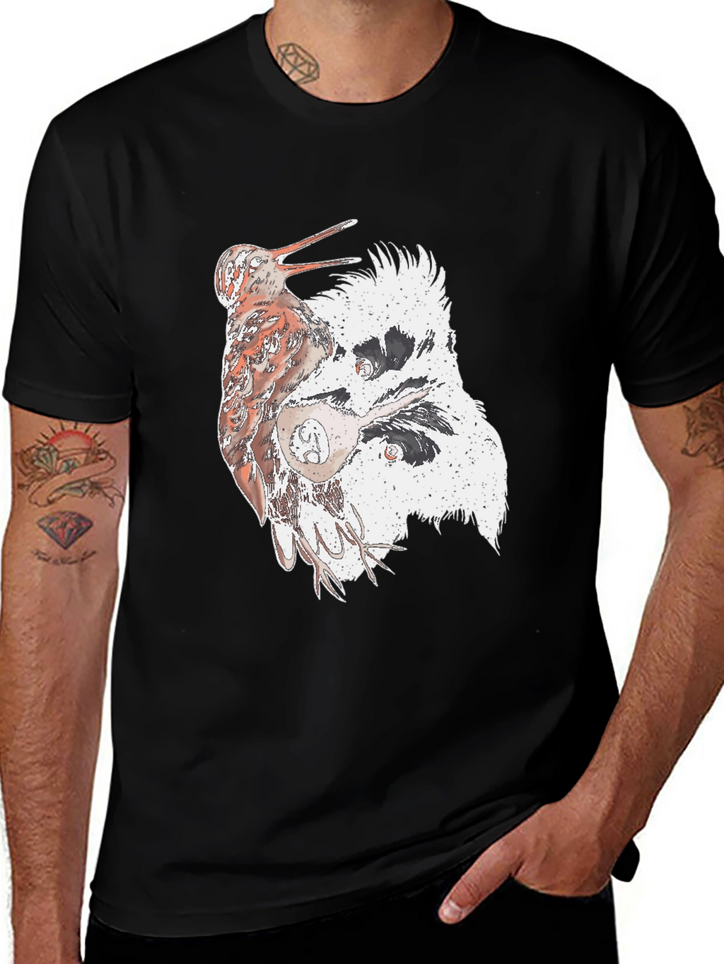 Abstract Bird Graphic T-Shirt