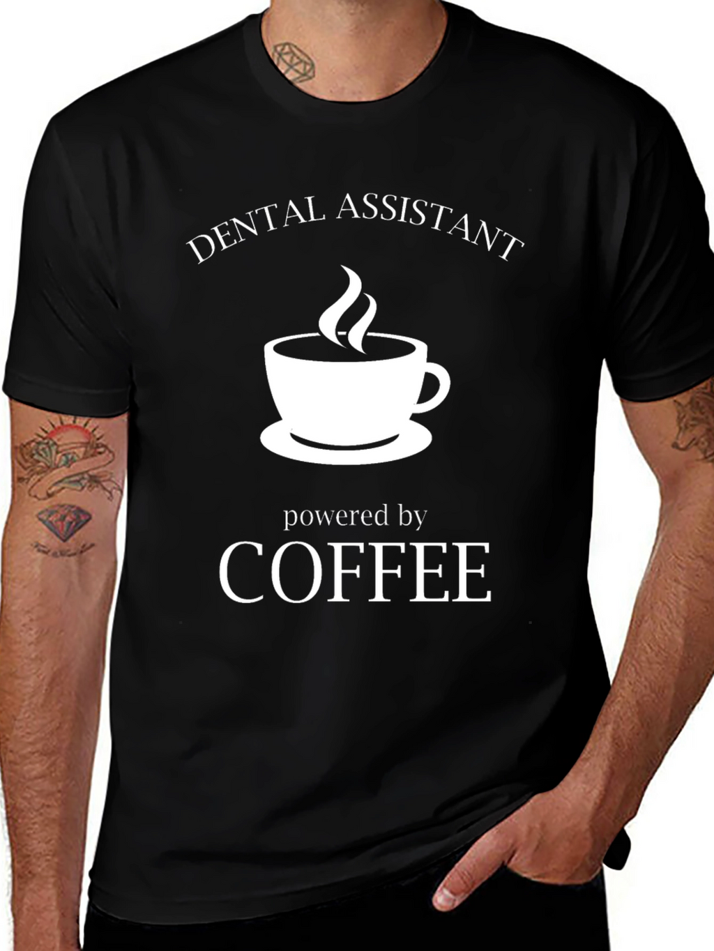 Dental Assistant Coffee Powered Black T-Shirt