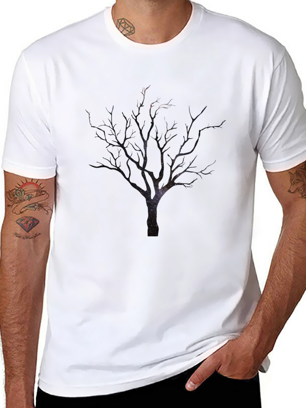 Mens Black Tree Print T-Shirt