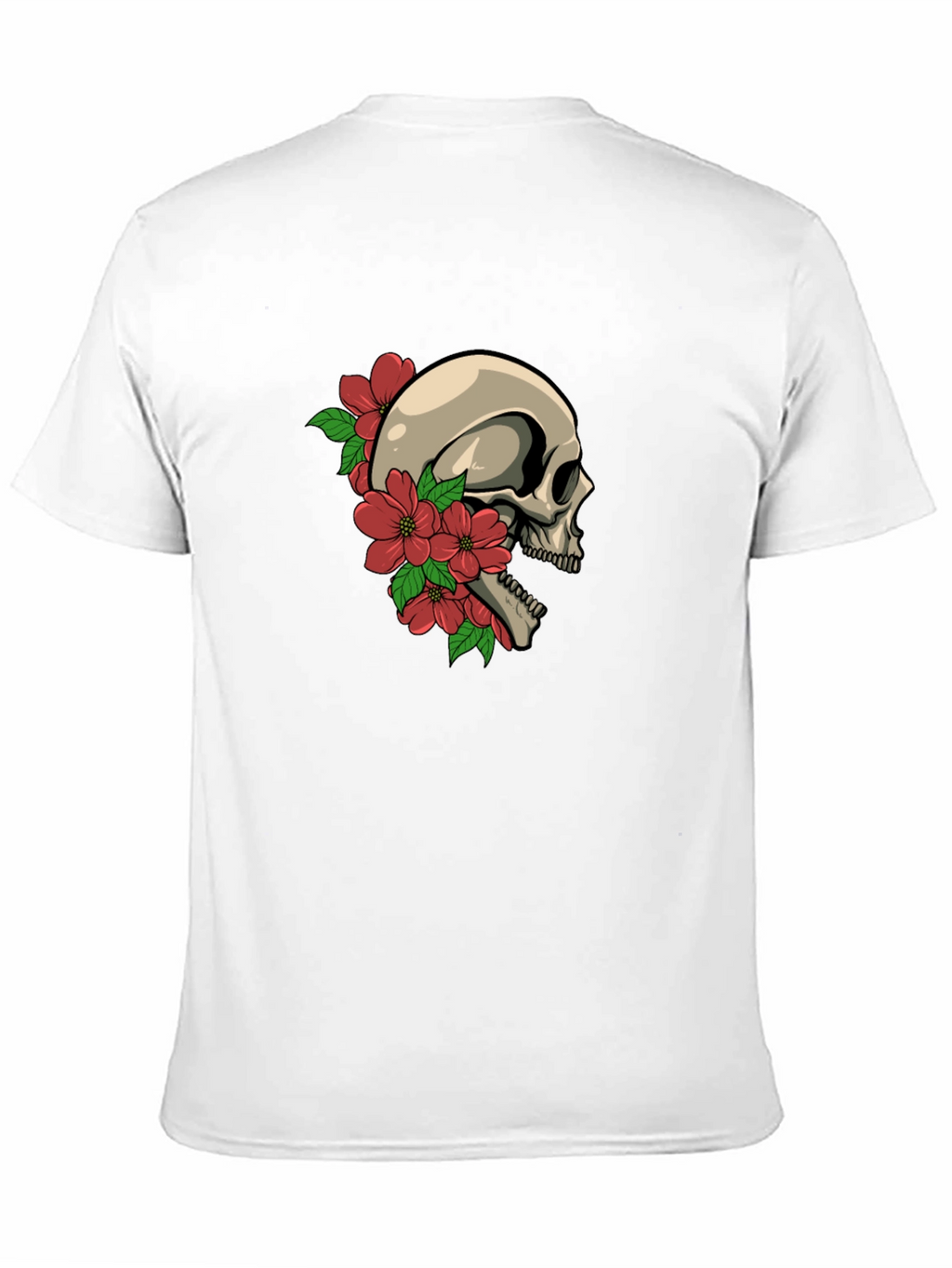 Skull and Flowers Graphic Tee - Black