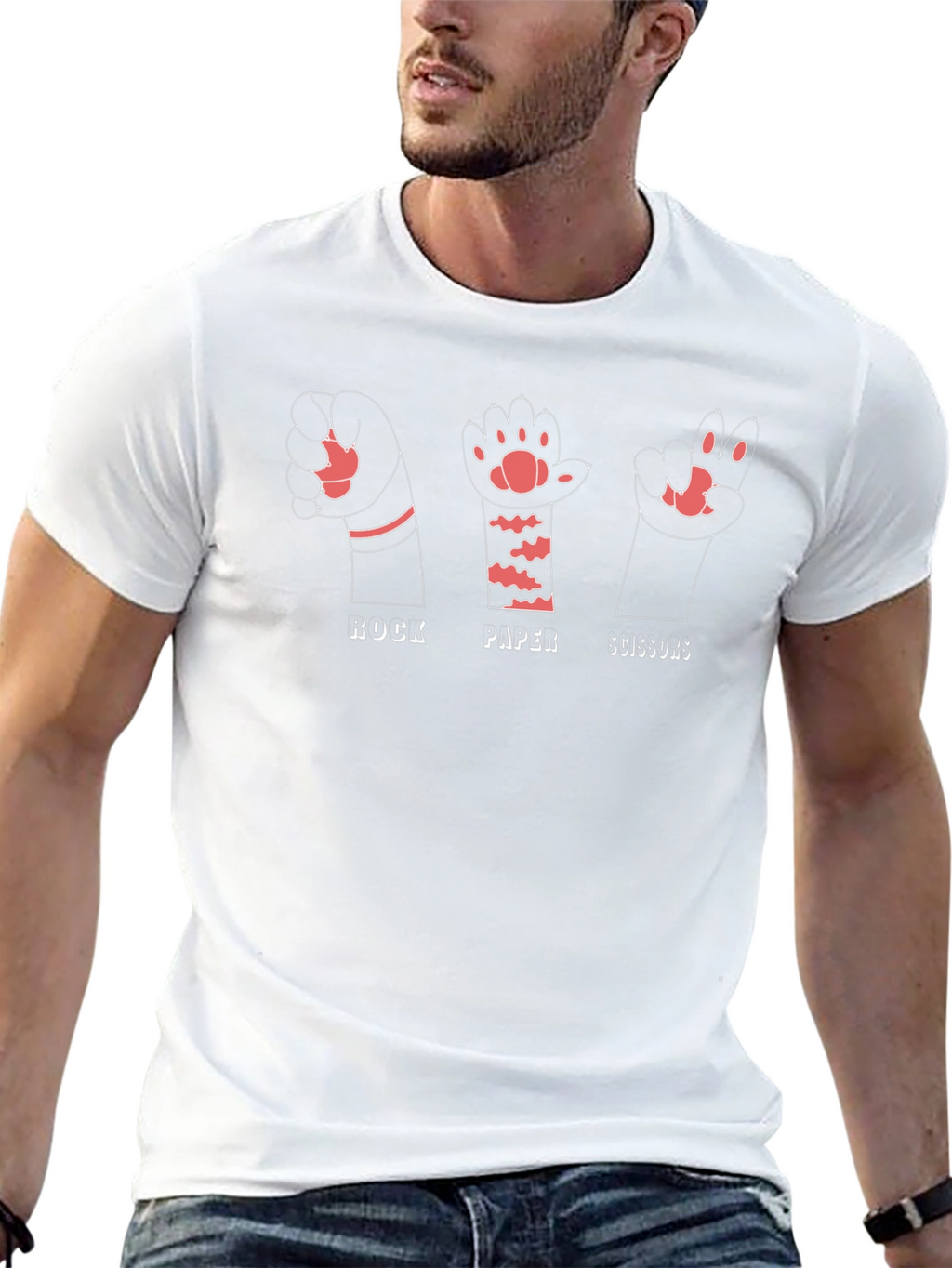 Rock Paper Scissors Cat Paw Graphic Tee