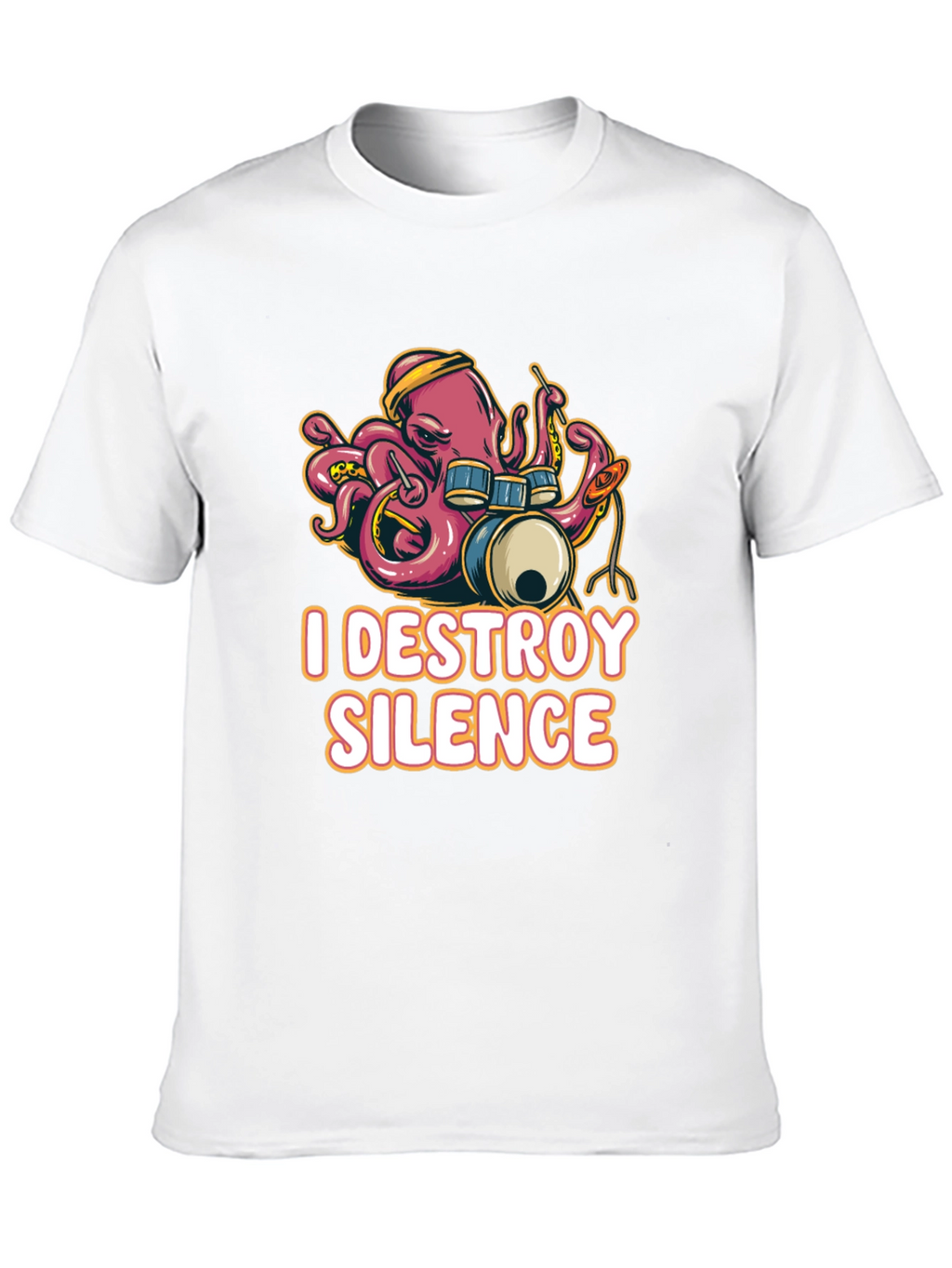 I Destroy Silence Octopus Drummer Black T-shirt