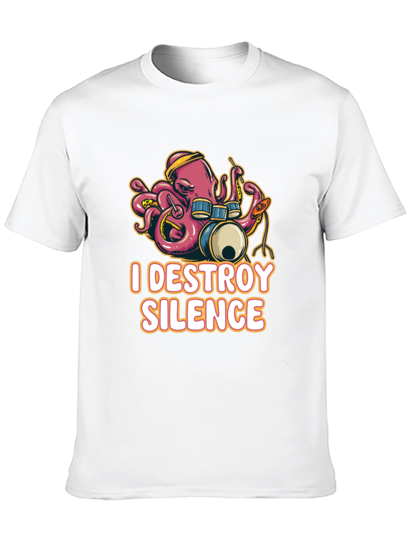I Destroy Silence Octopus Drummer Black T-shirt
