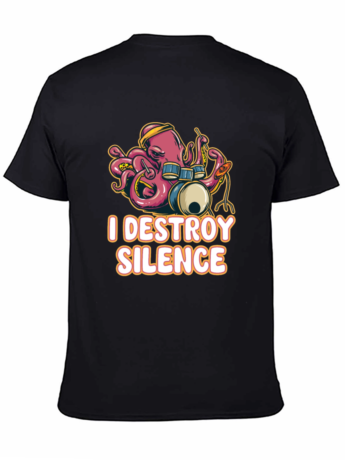 I Destroy Silence Octopus Drummer Black T-shirt