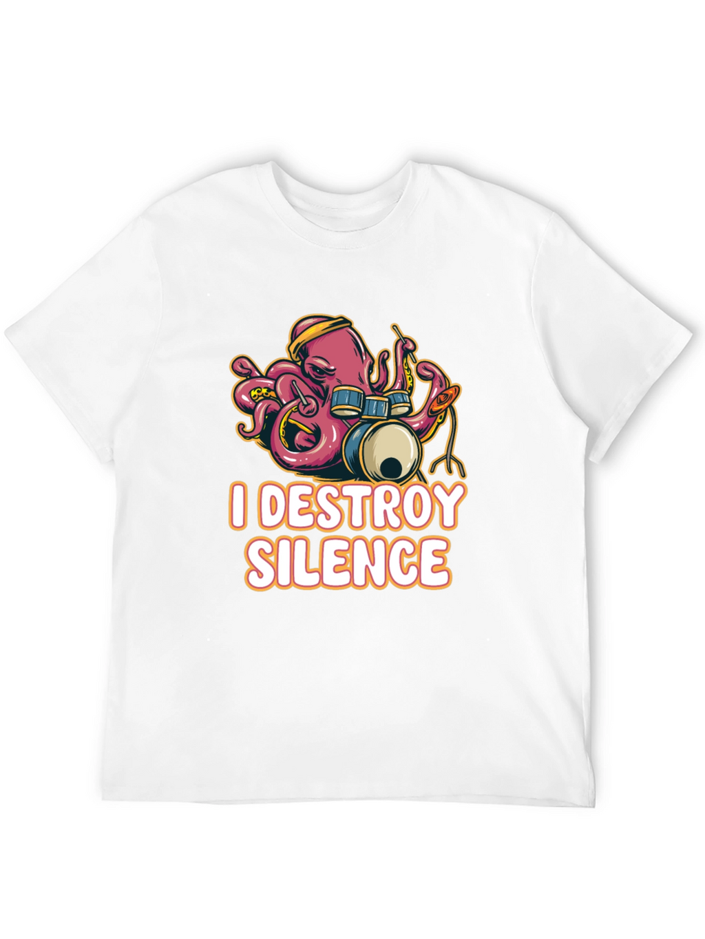 I Destroy Silence Octopus Drummer Black T-shirt