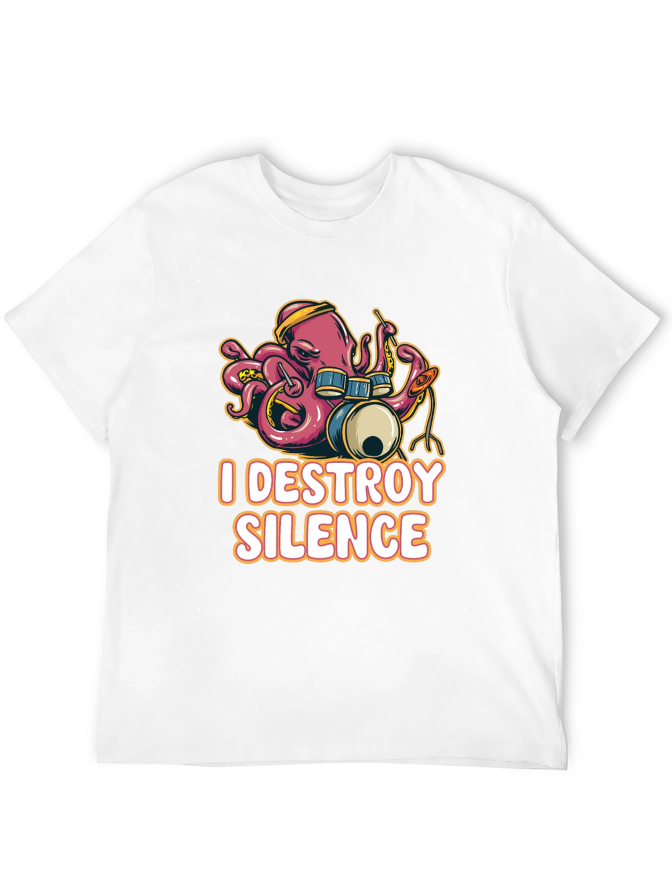 I Destroy Silence Octopus Drummer Black T-shirt