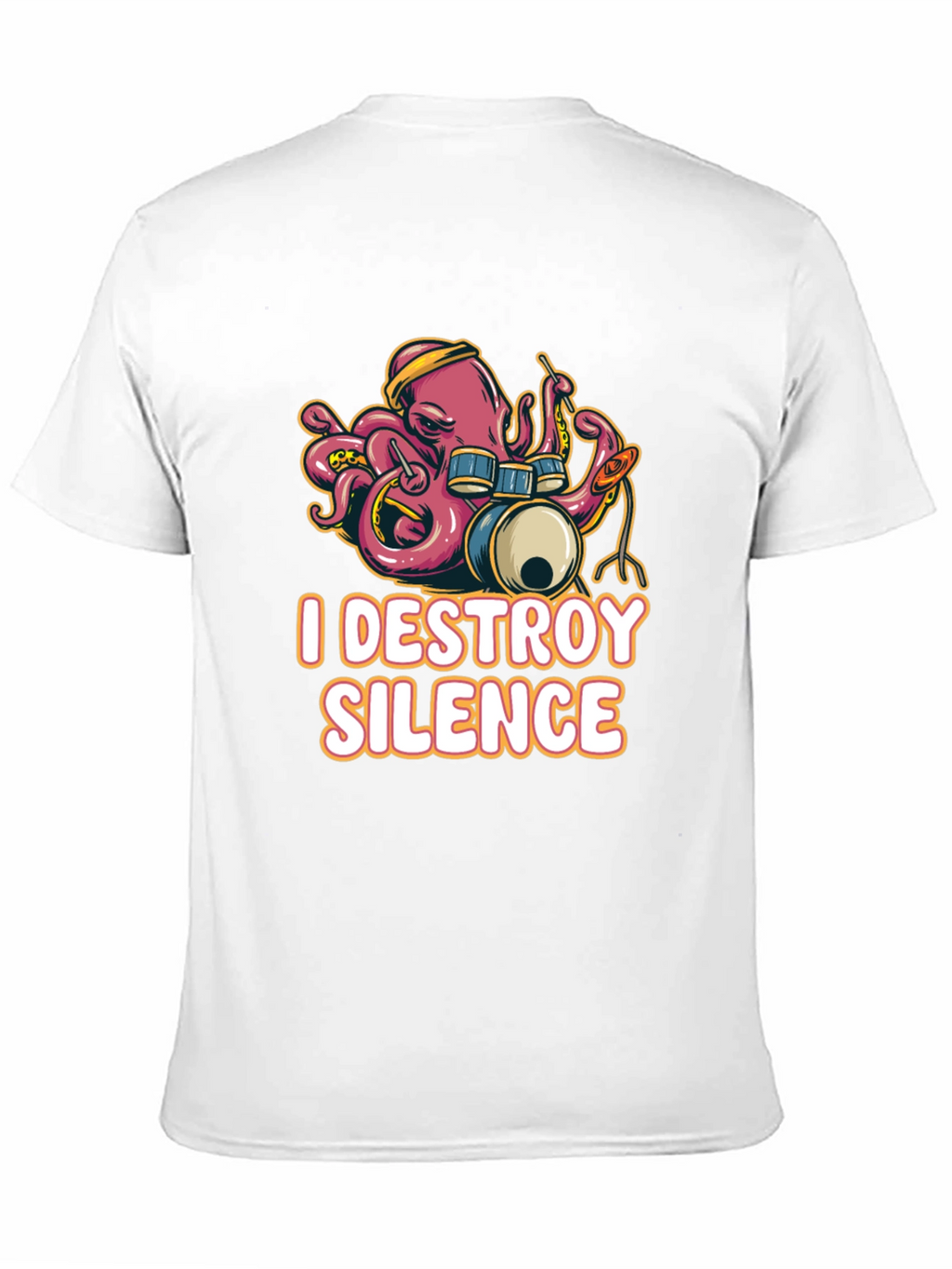 I Destroy Silence Octopus Drummer Black T-shirt