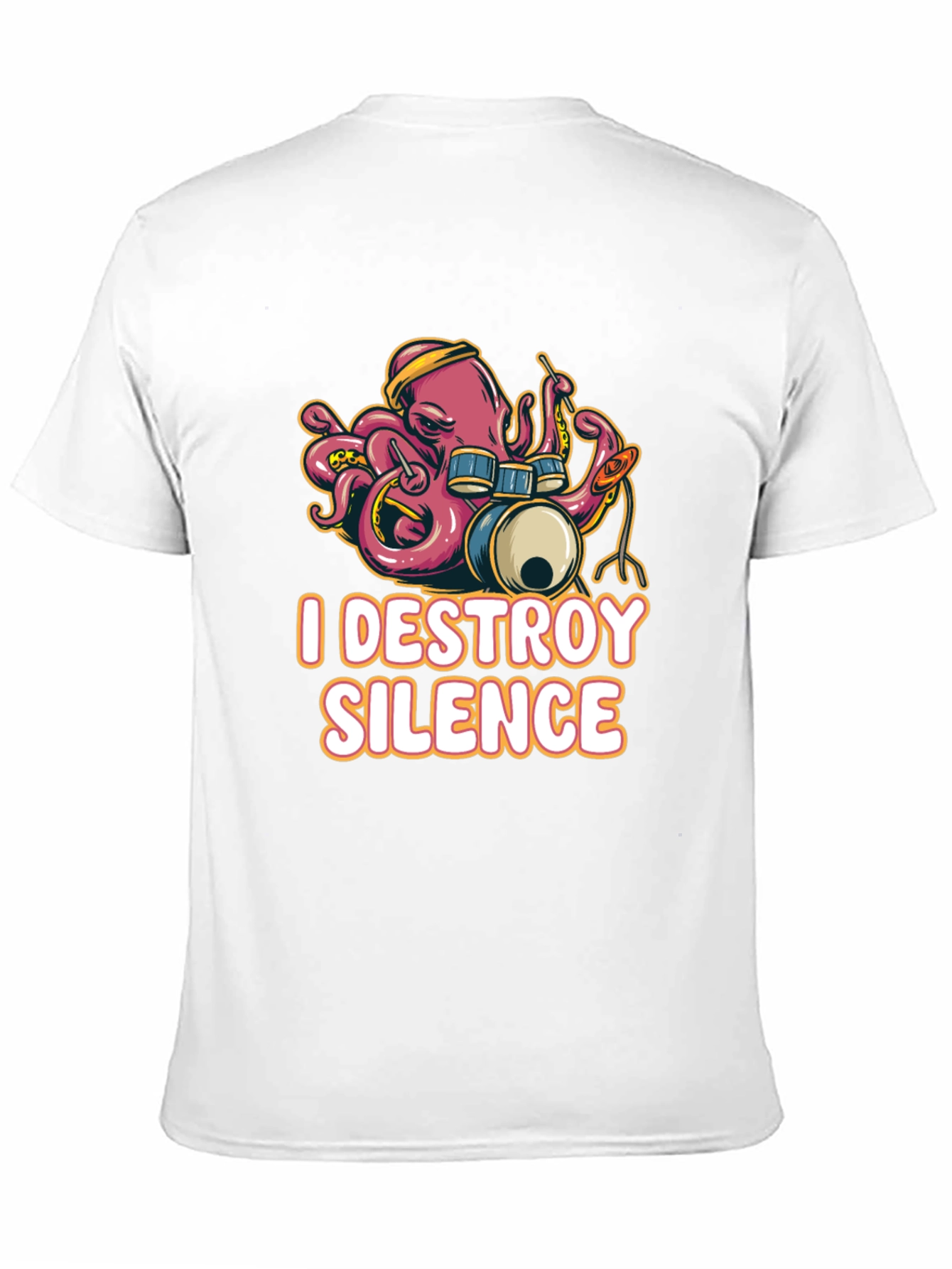 I Destroy Silence Octopus Drummer Black T-shirt