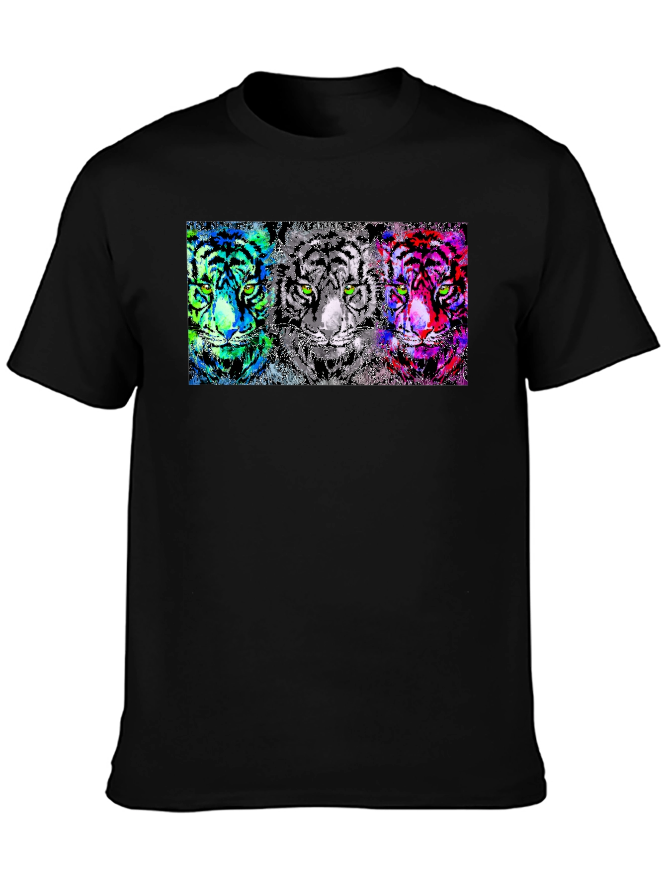Vibrant Tiger Trio Graphic Tee - Unique Pop Art Design