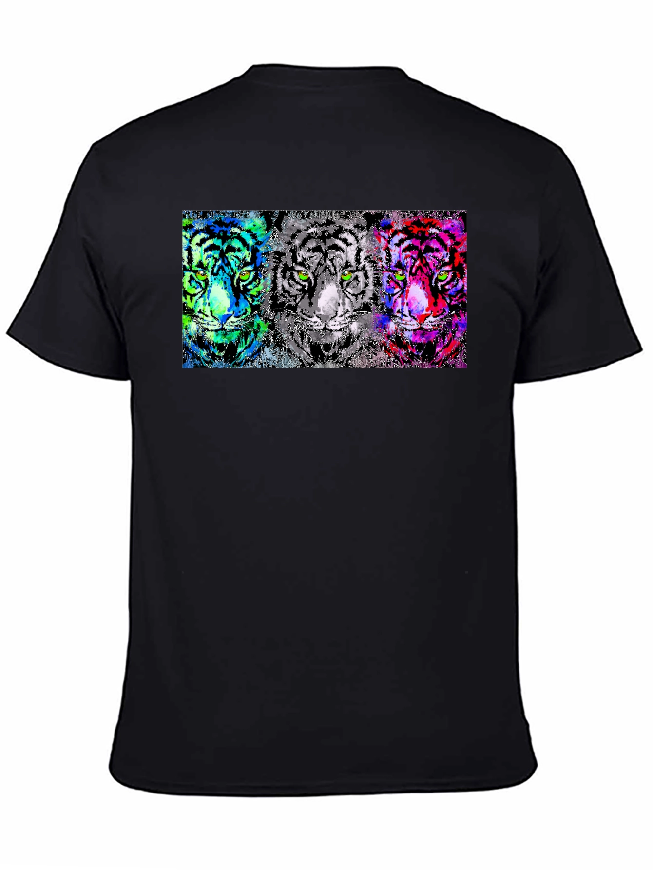 Vibrant Tiger Trio Graphic Tee - Unique Pop Art Design
