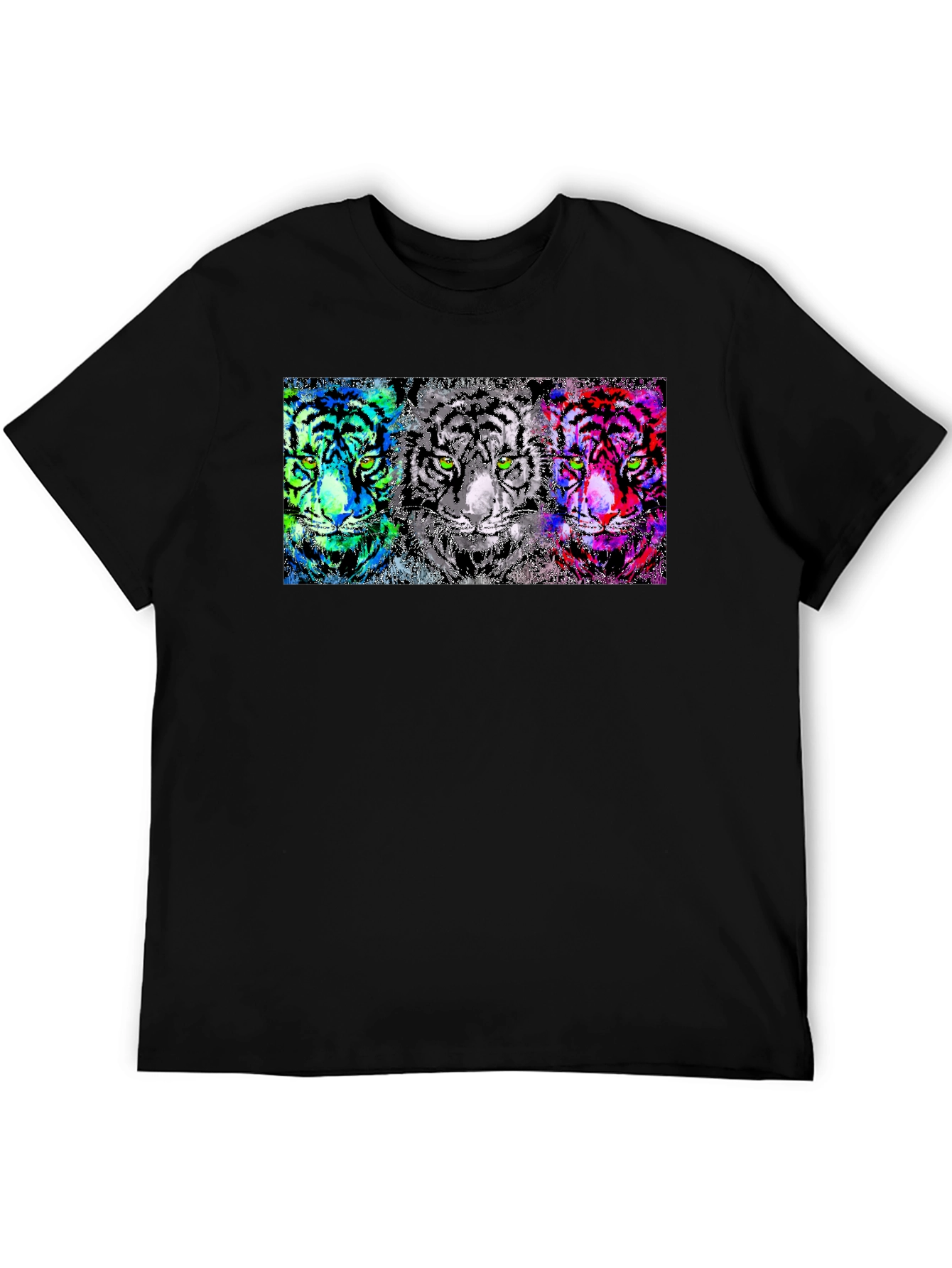 Vibrant Tiger Trio Graphic Tee - Unique Pop Art Design