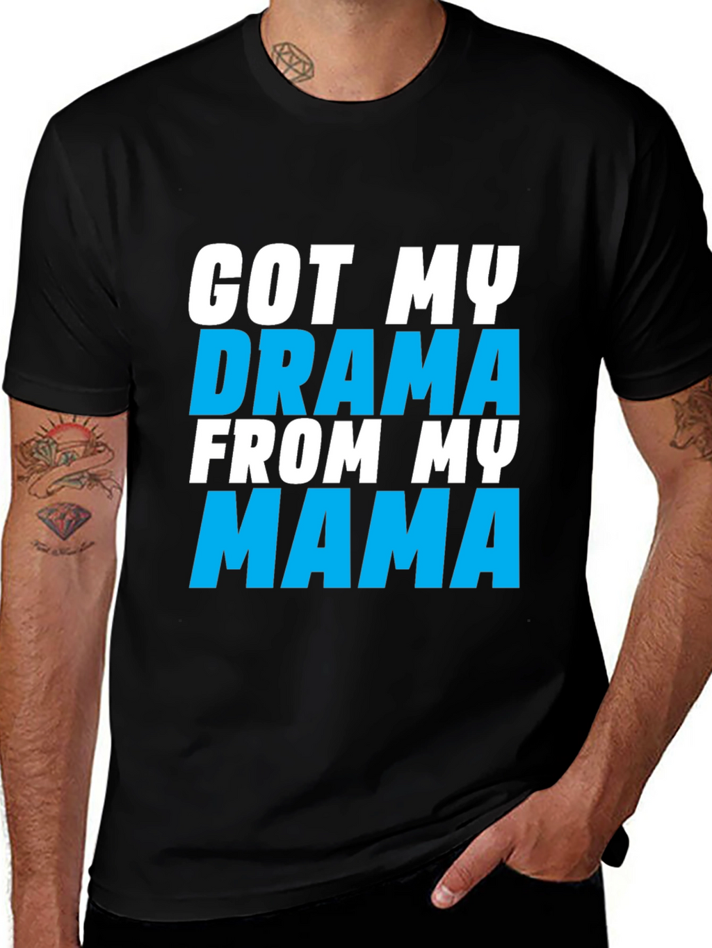 Drama Mama Graphic Tee - Black Cotton Blend T-Shirt