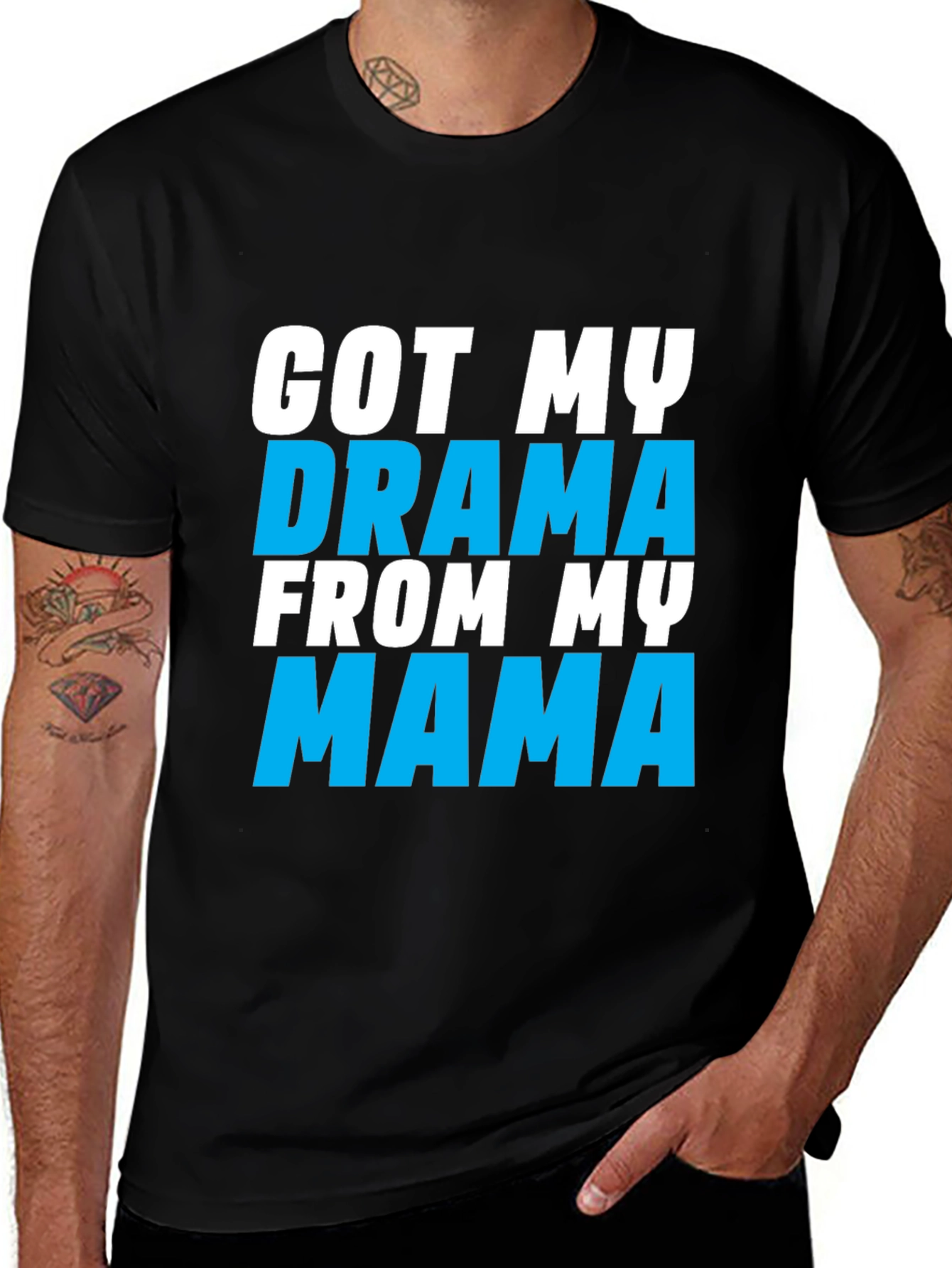 Drama Mama Graphic Tee - Black Cotton Blend T-Shirt