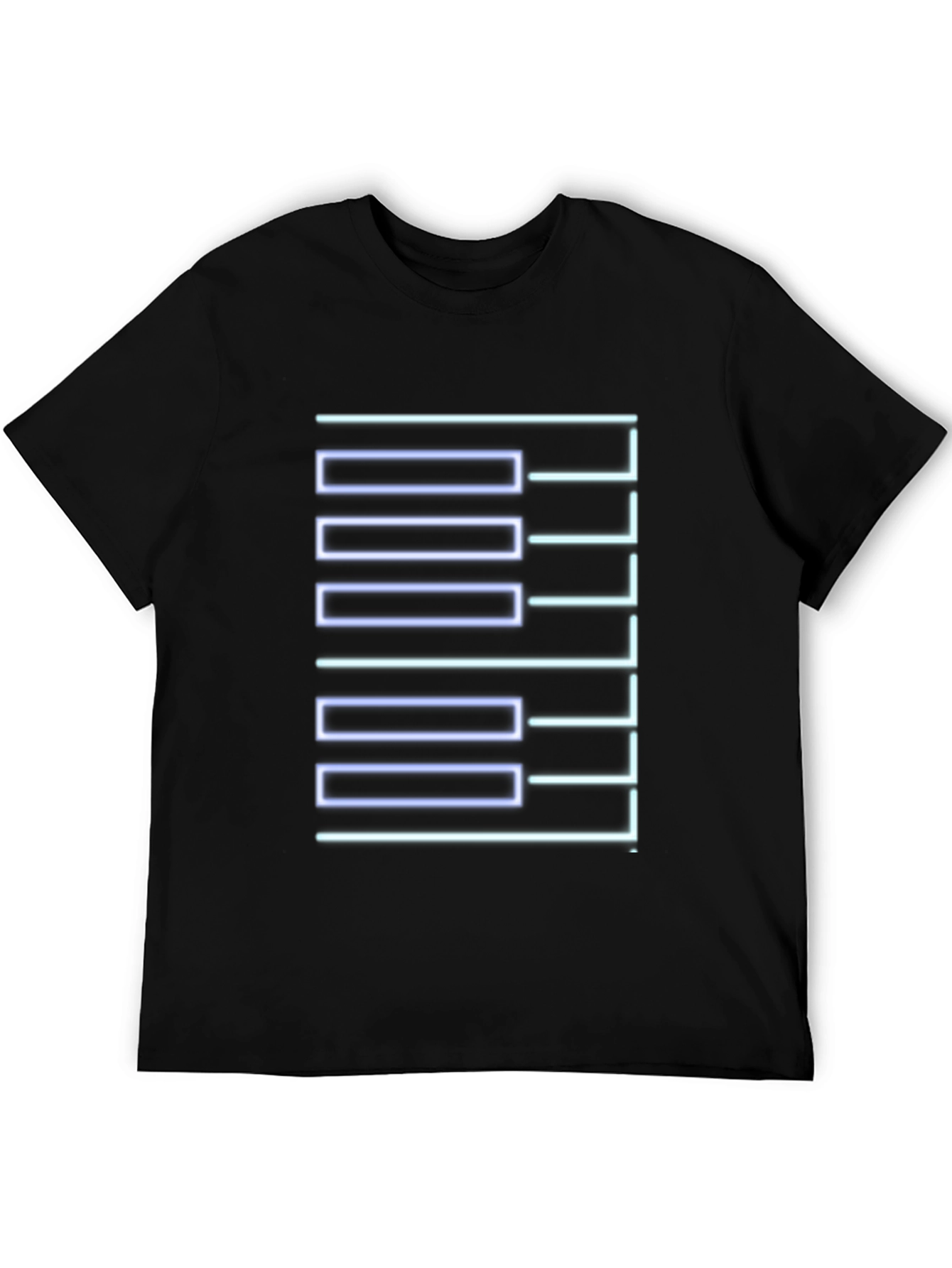 Geometric Neon Graphic Print Black T-Shirt