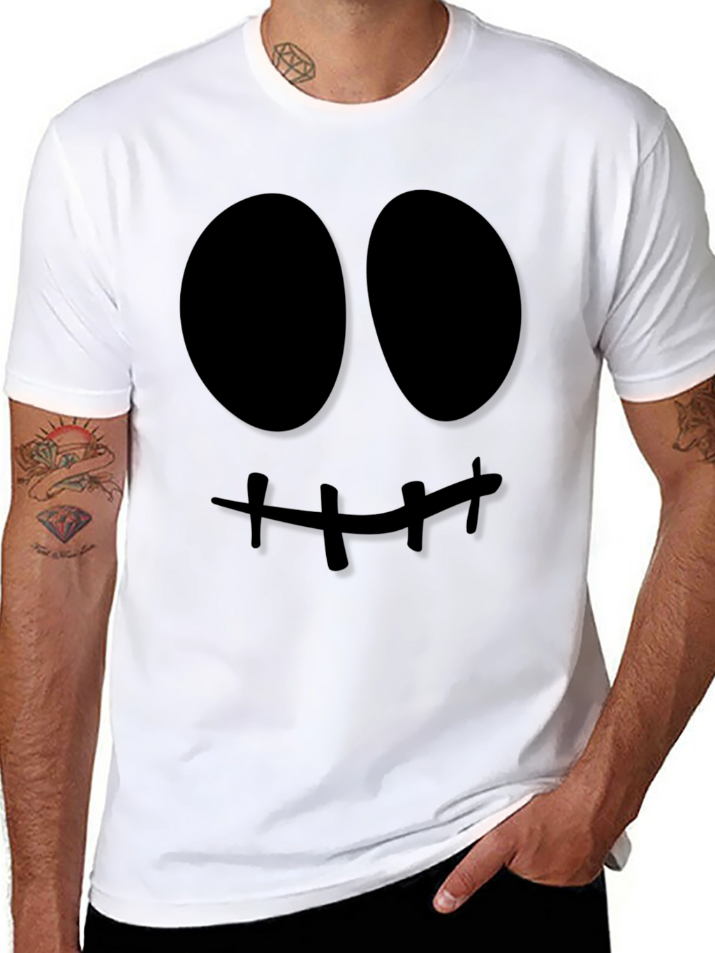Spooky Face Graphic Tee - Halloween Style