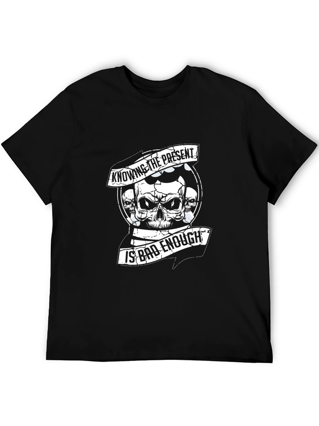 Knowing The Present Skull Graphic T-Shirt
