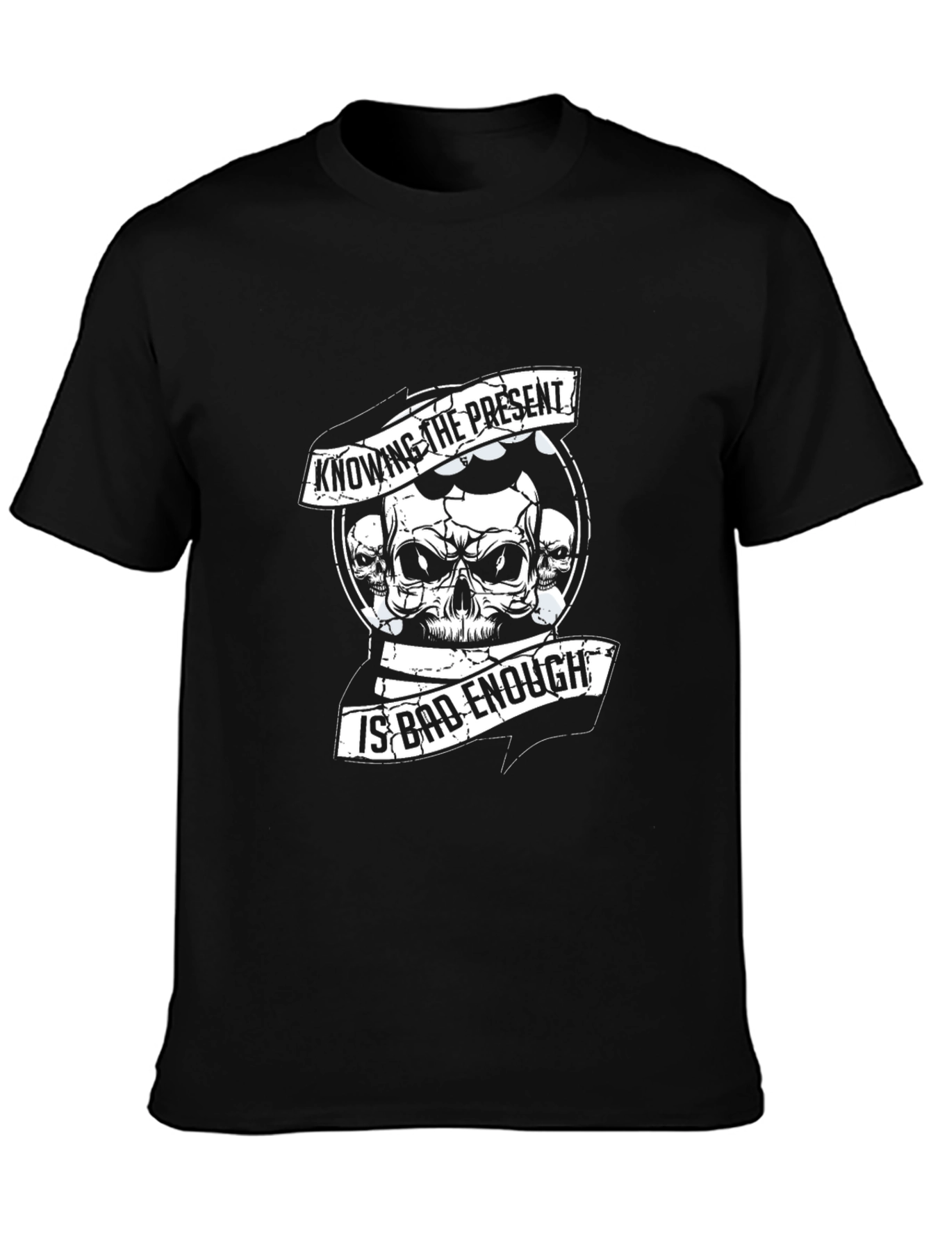 Knowing The Present Skull Graphic T-Shirt