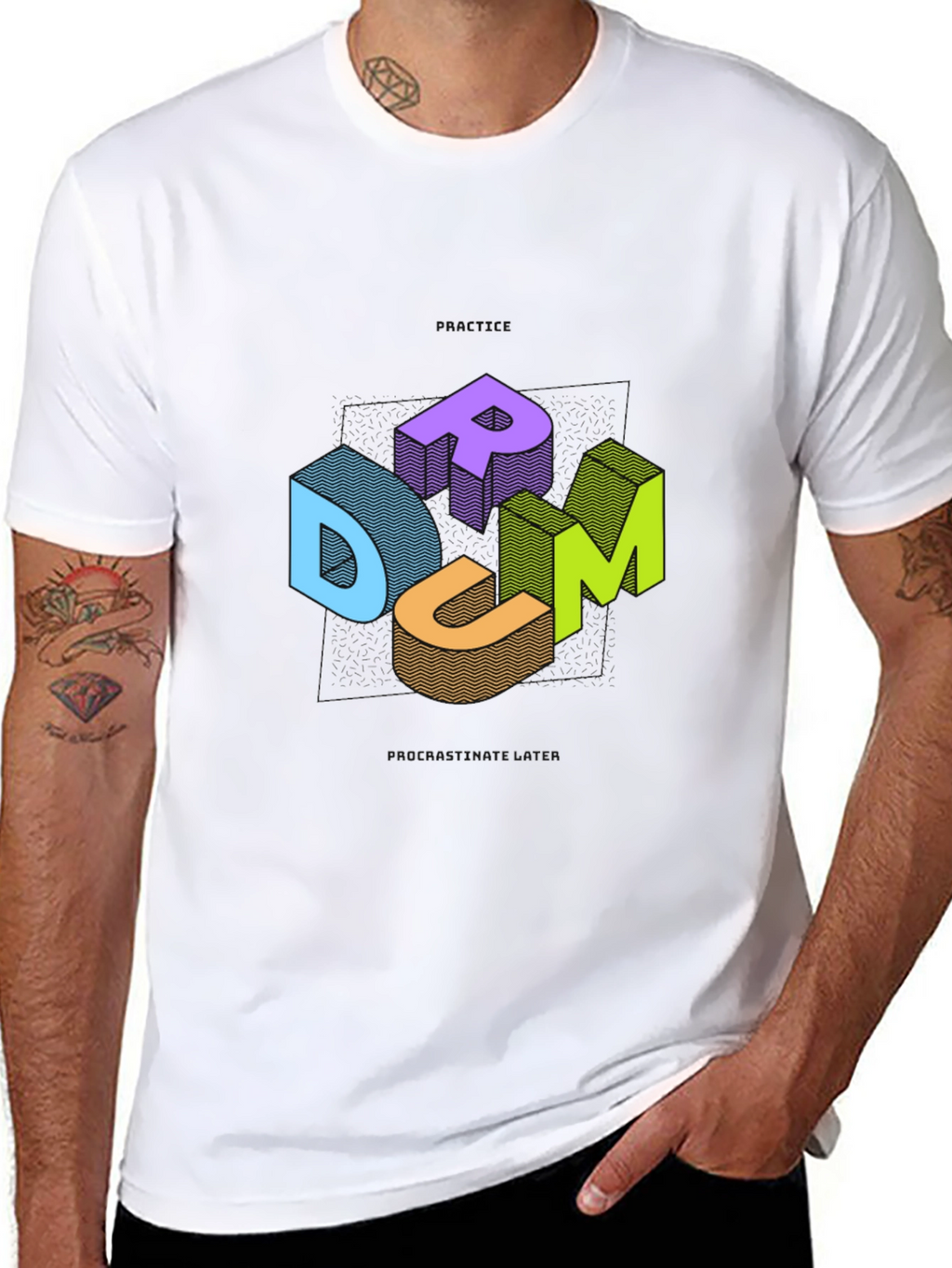 DRUM Graphic Tee - Black Cotton Casual T-Shirt