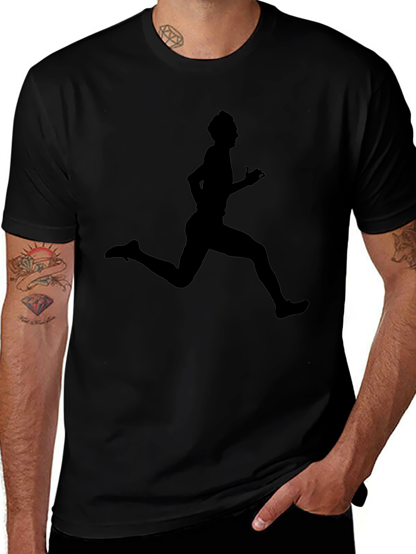 Running Man Graphic Black T-Shirt