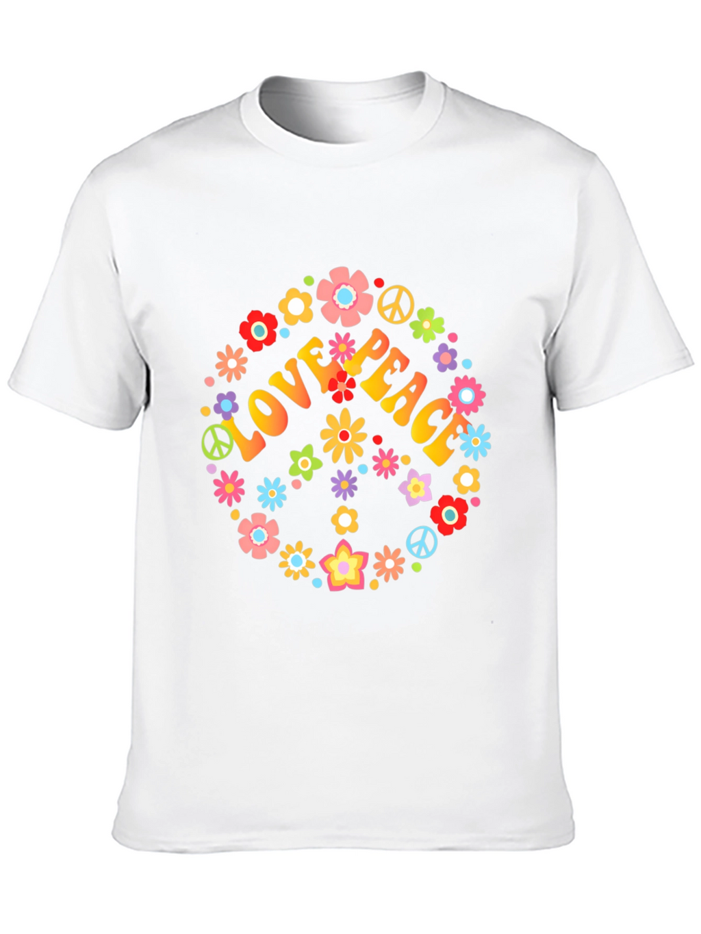 Love & Peace Floral T-Shirt - Retro Style