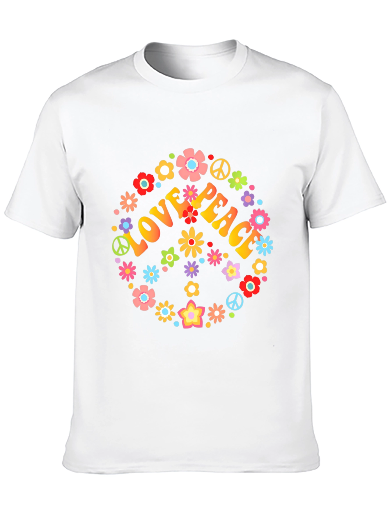 Love & Peace Floral T-Shirt - Retro Style