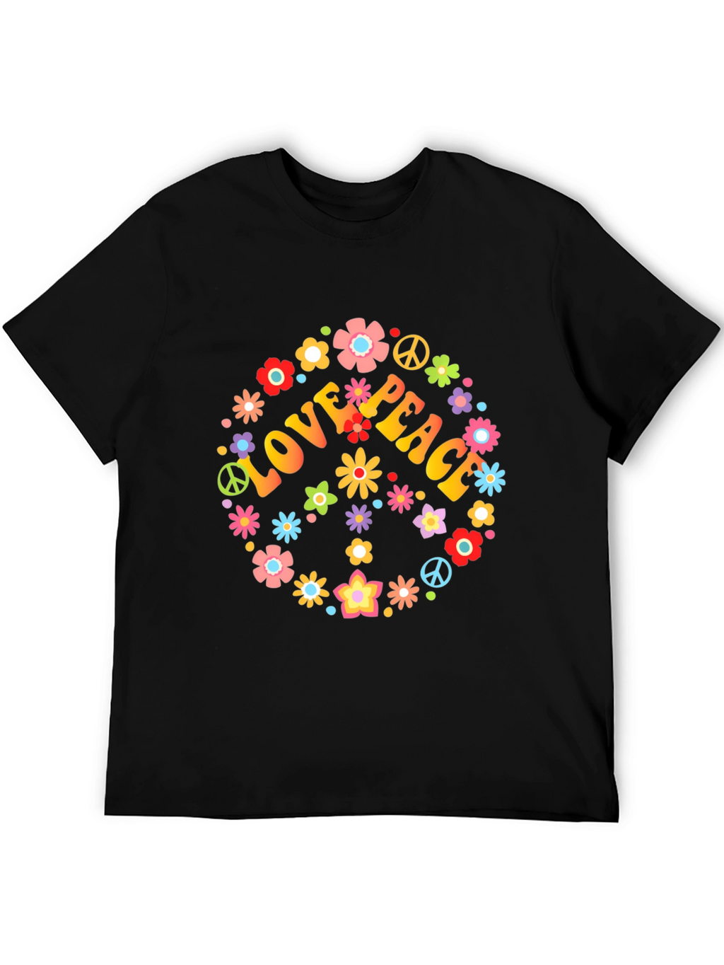 Love & Peace Floral T-Shirt - Retro Style