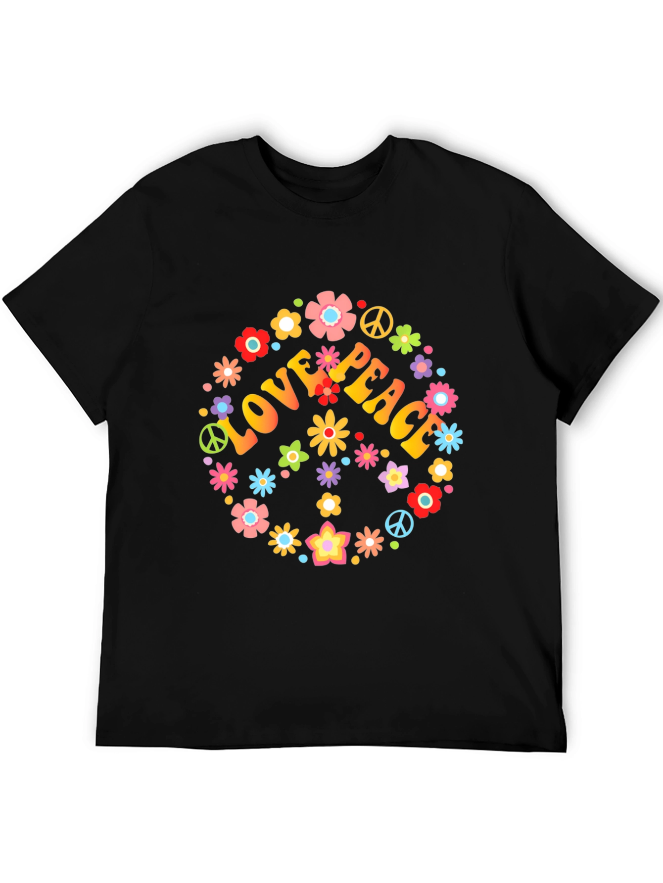 Love & Peace Floral T-Shirt - Retro Style