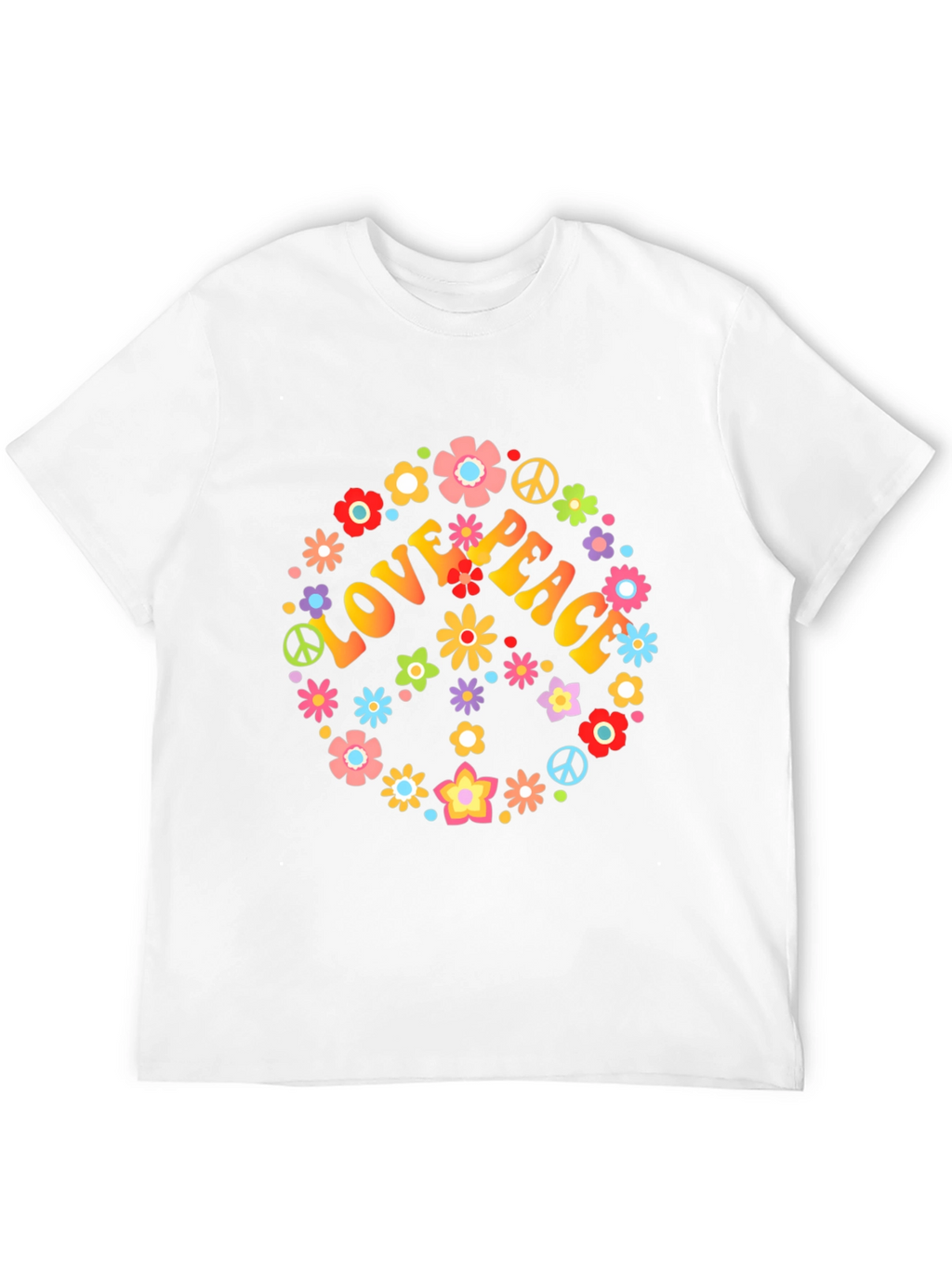 Love & Peace Floral T-Shirt - Retro Style