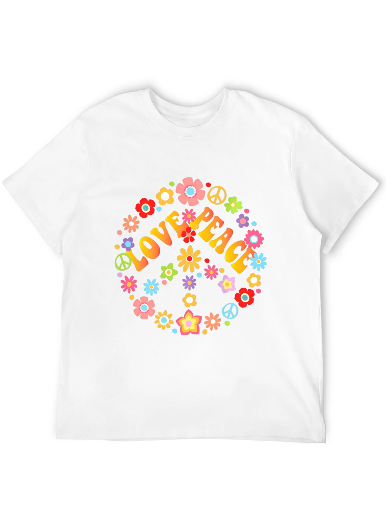 Love & Peace Floral T-Shirt - Retro Style