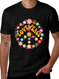 Love & Peace Floral T-Shirt - Retro Style